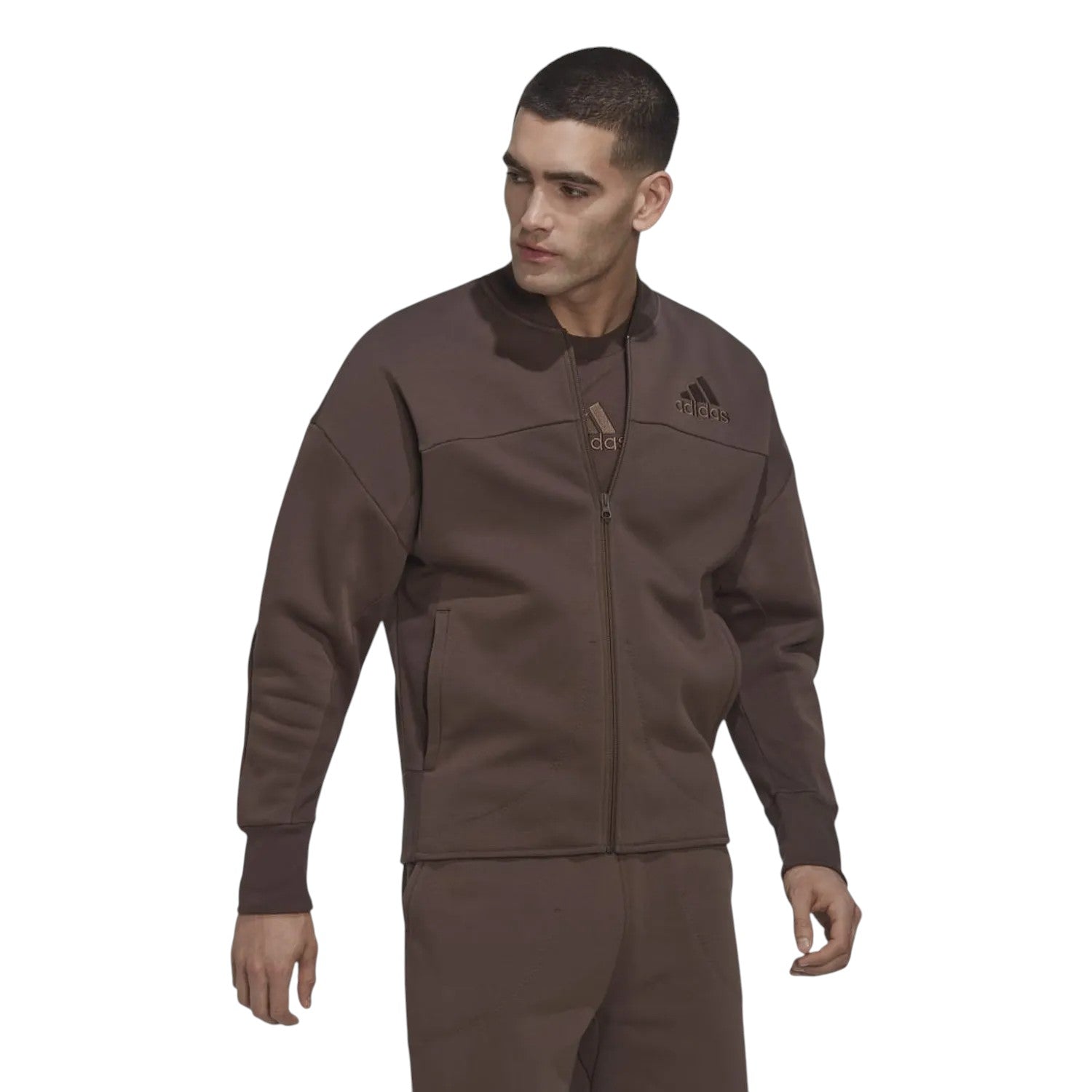 adidas Studio Lounge Fleece Track Top - Brown