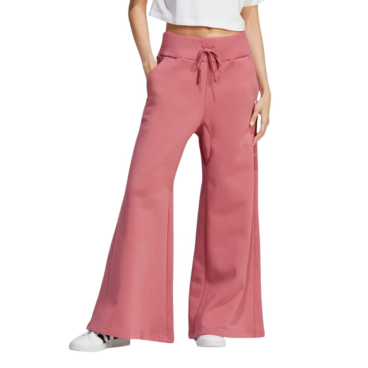 adidas Womens Lounge Fleece Wide Joggers - Pink