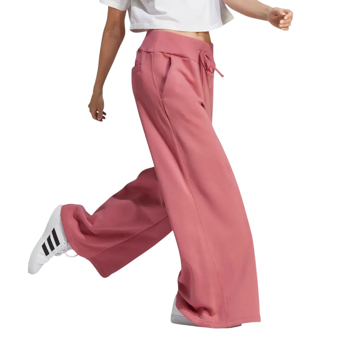 adidas Womens Lounge Fleece Wide Joggers - Pink