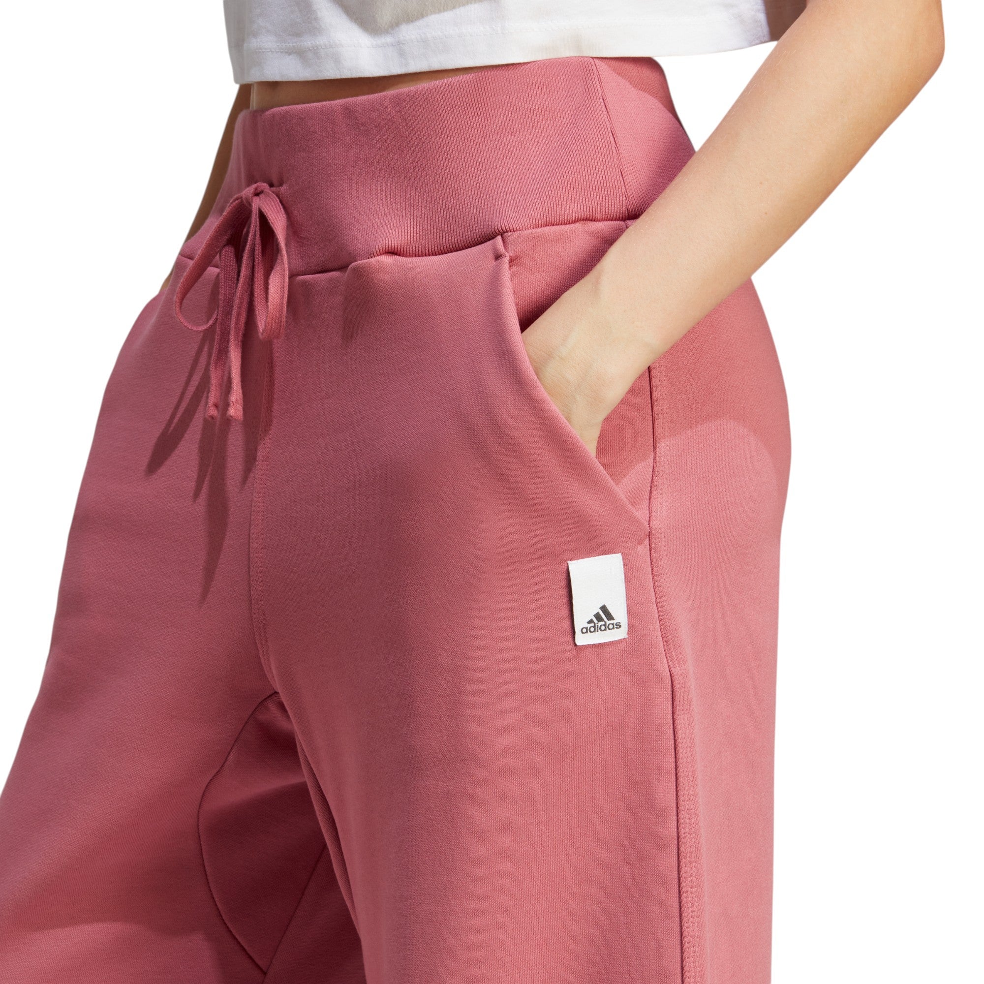 adidas Womens Lounge Fleece Wide Joggers - Pink