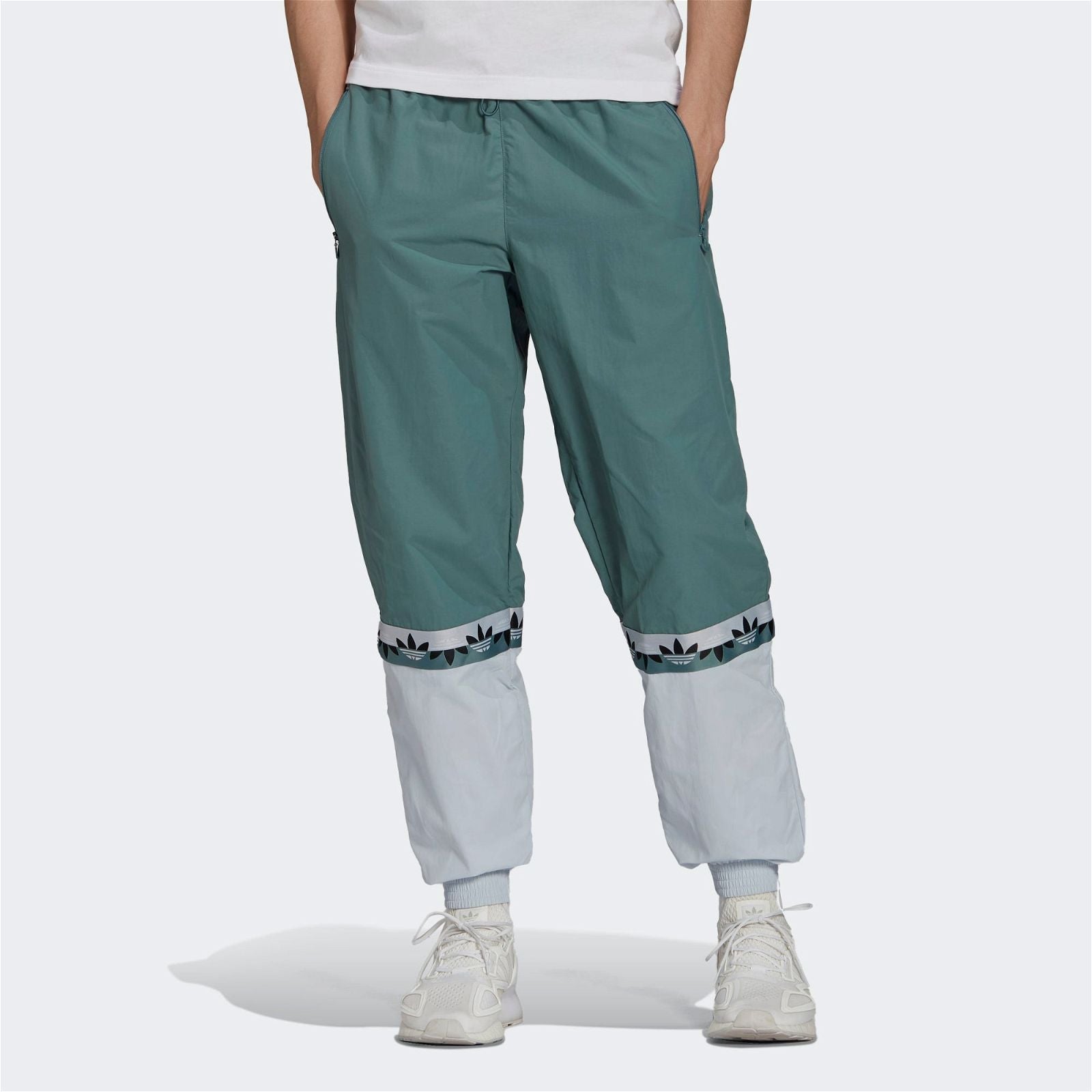 adidas Originals Adicolor Sliced Trefoil Joggers - Hazy Emerald / Halo Blue - ViaductClothing - -