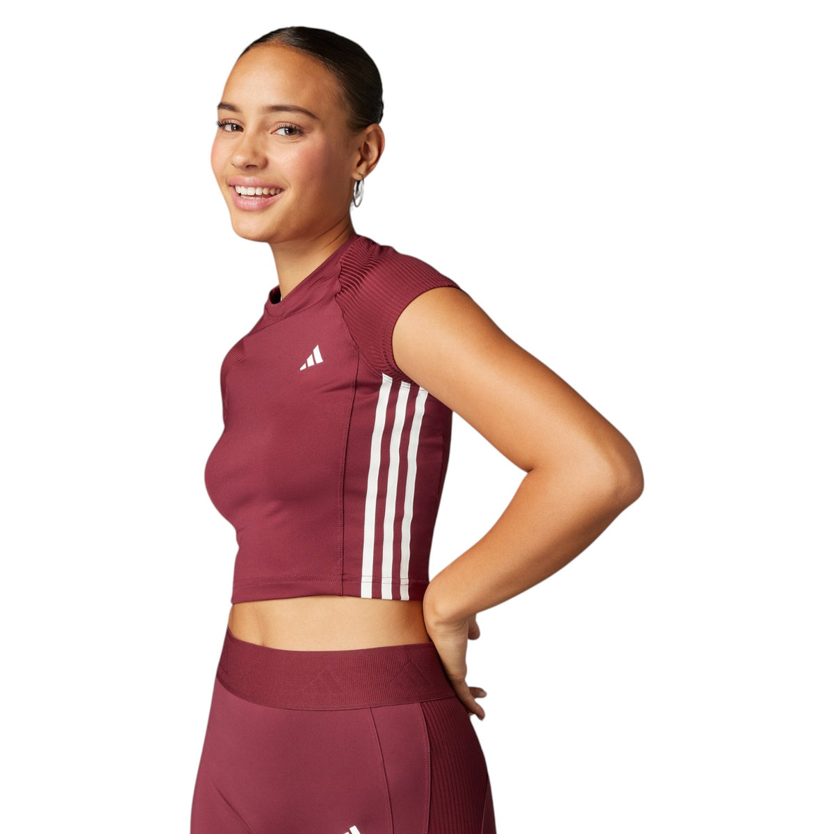 adidas Women's Hyperglam Rib Crop T-Shirt - Red