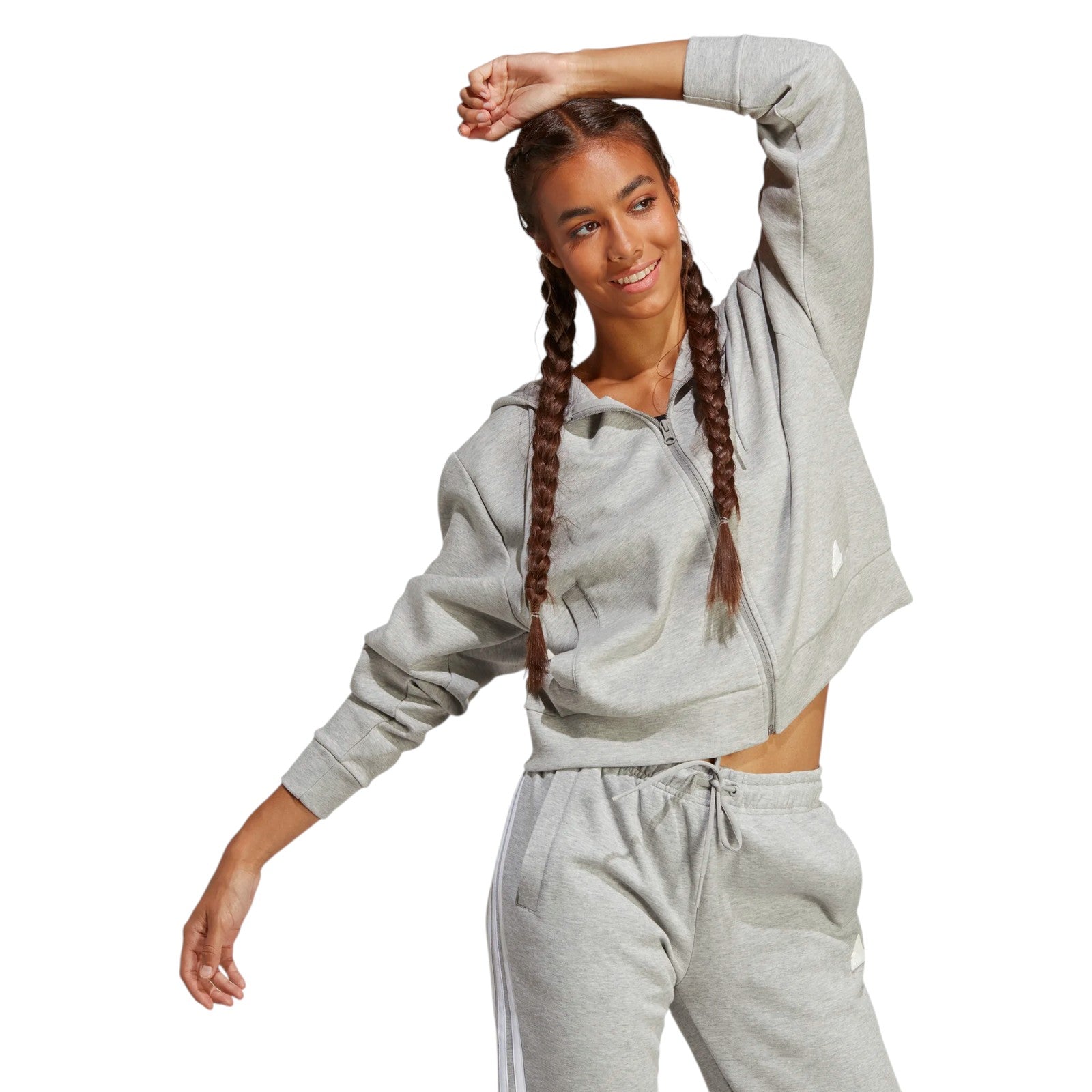 adidas Women's Future Icons 3-Stripes Full-Zip Hoodie - Grey