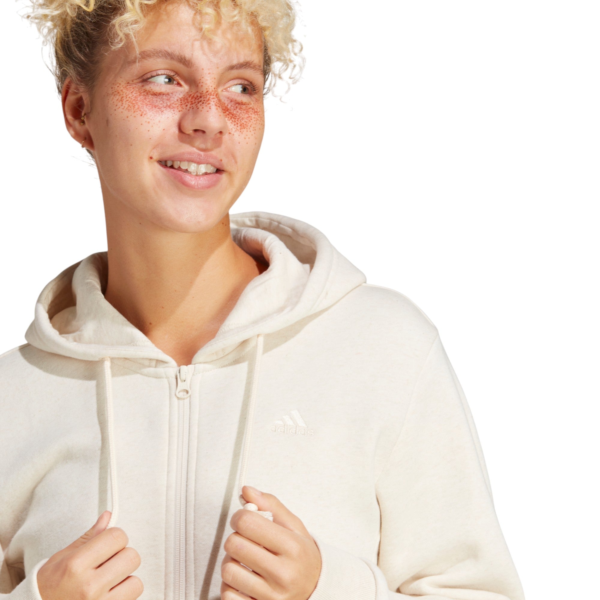 adidas Womens ALL SZN Fleece Full-Zip Hoodie - White
