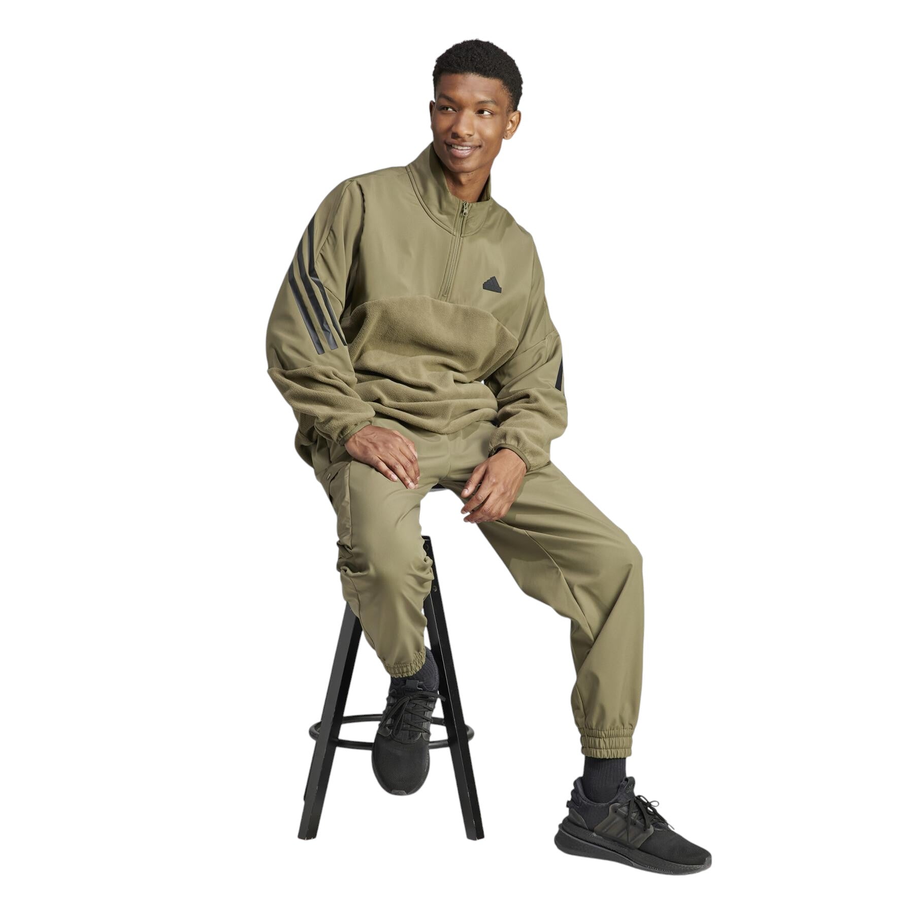 adidas Future Icons 3-Stripes Quarter Zip Fleece - Green