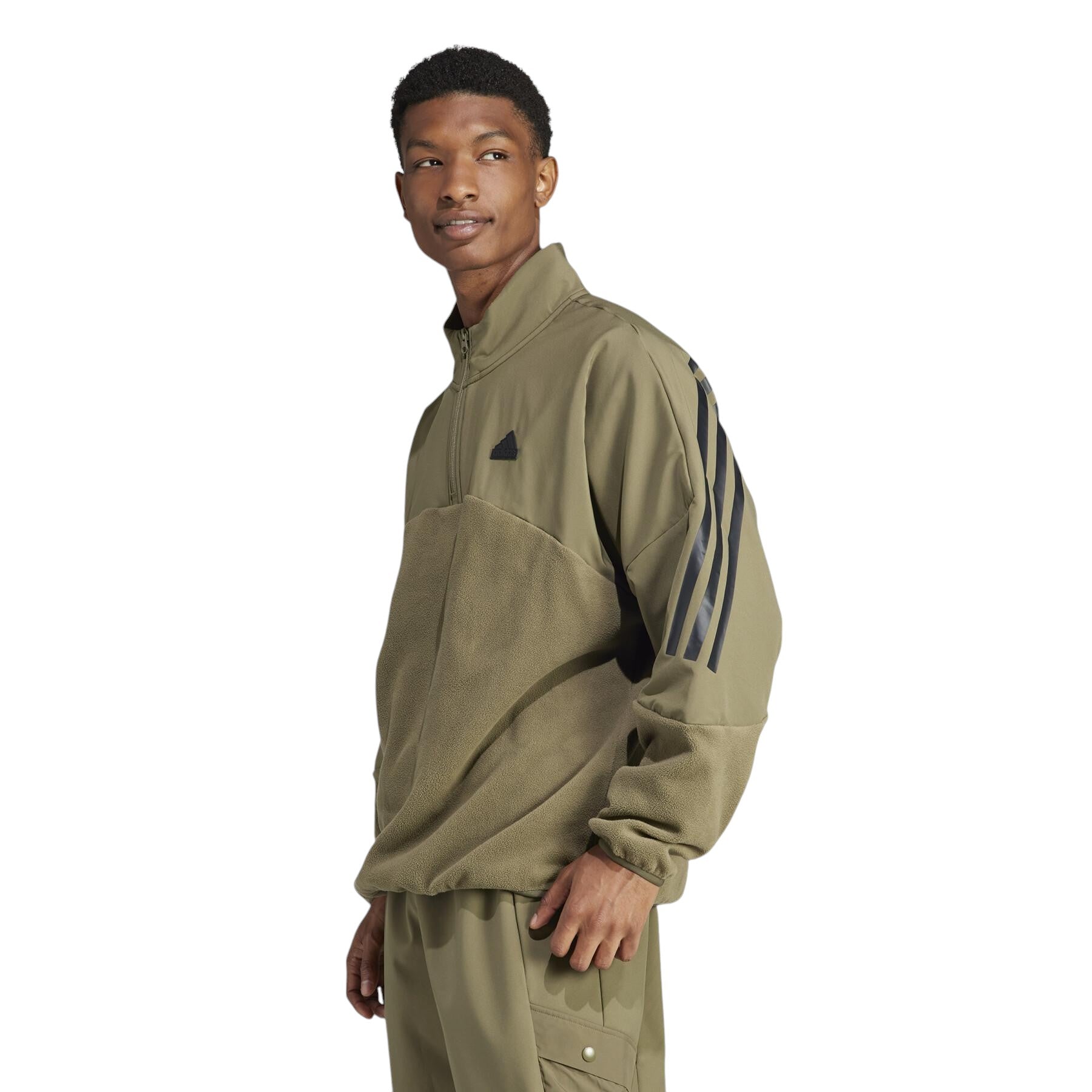 adidas Future Icons 3-Stripes Quarter Zip Fleece - Green