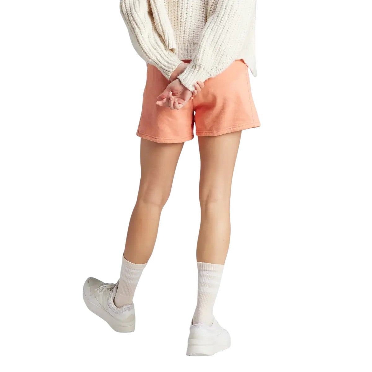 adidas Womens ALL SZN Fleece Washed Shorts - Peach
