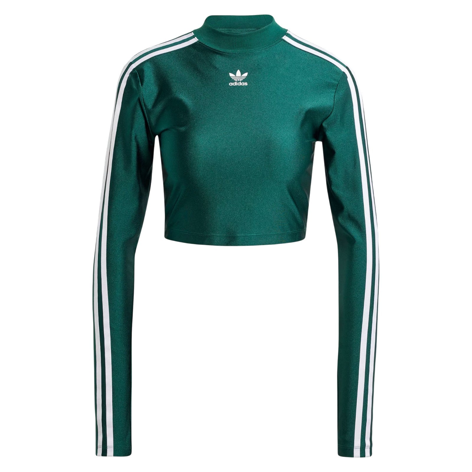 adidas Originals Womens 3-Stripes Cropped Long Sleeve Tee - Green