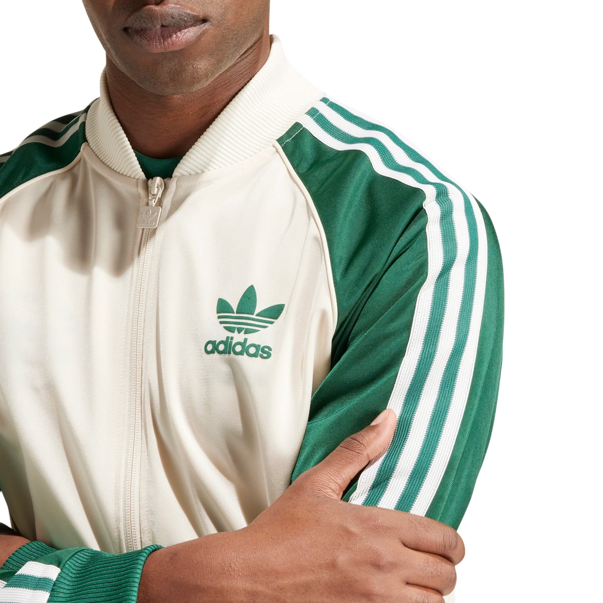adidas Originals Men's SST Superstar Track Top - Wonder White / Collegiate Green