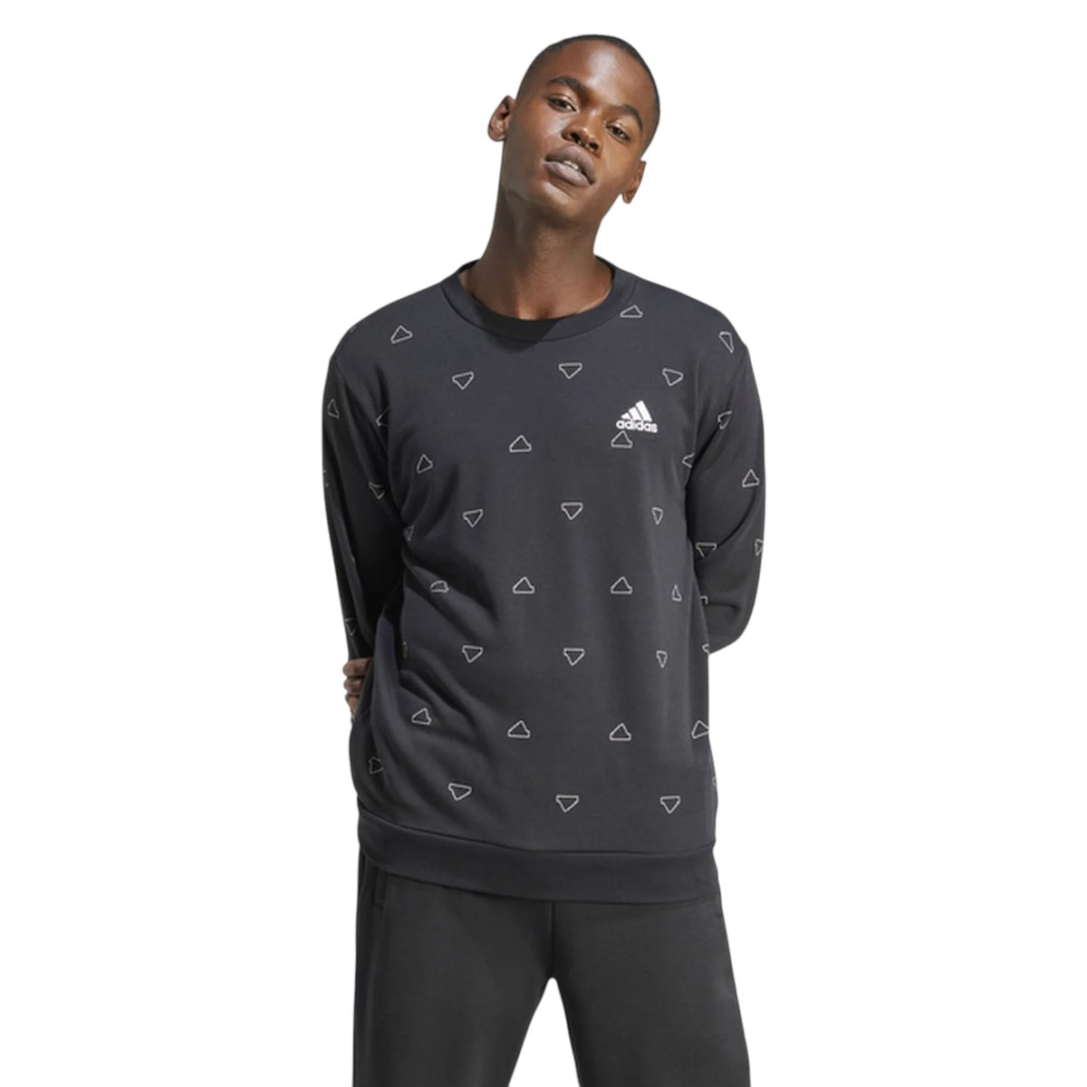 adidas Men's Monogram Graphic Crew Sweatshirt - Black