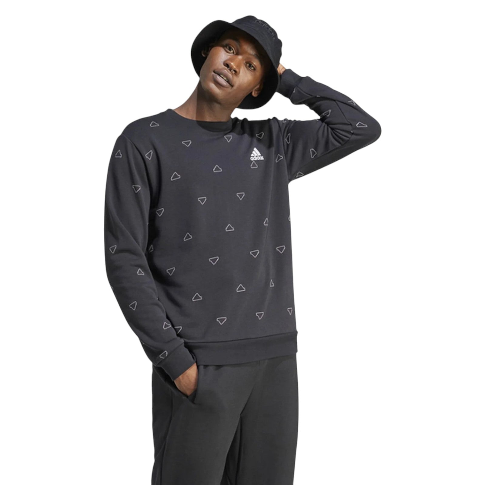 adidas Men's Monogram Graphic Crew Sweatshirt - Black