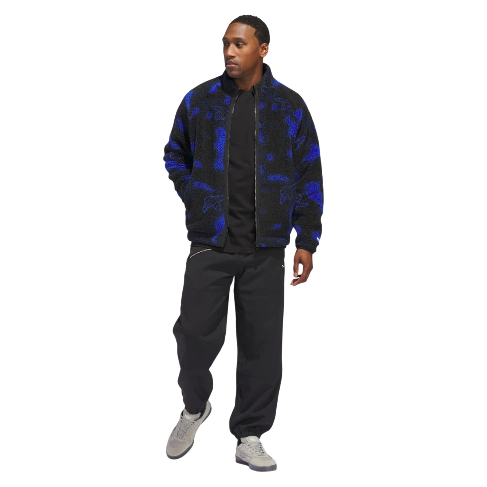 adidas Originals Men's Shmoofoil Fleece Skateboarding Jacket - Royal Blue / Black
