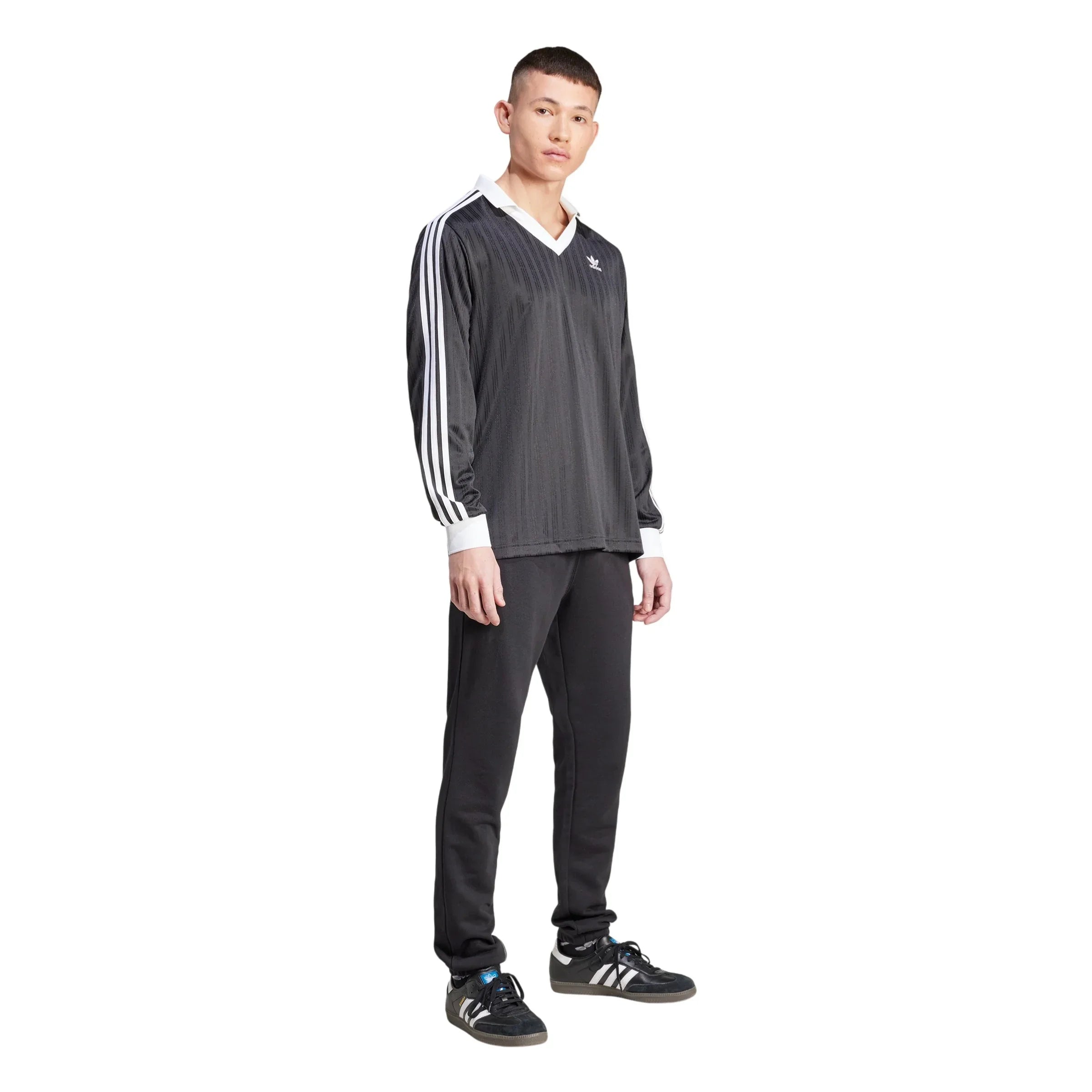 adidas Originals Adicolor Piqué Soccer Long Sleeve Tee - Black - ViaductClothing
