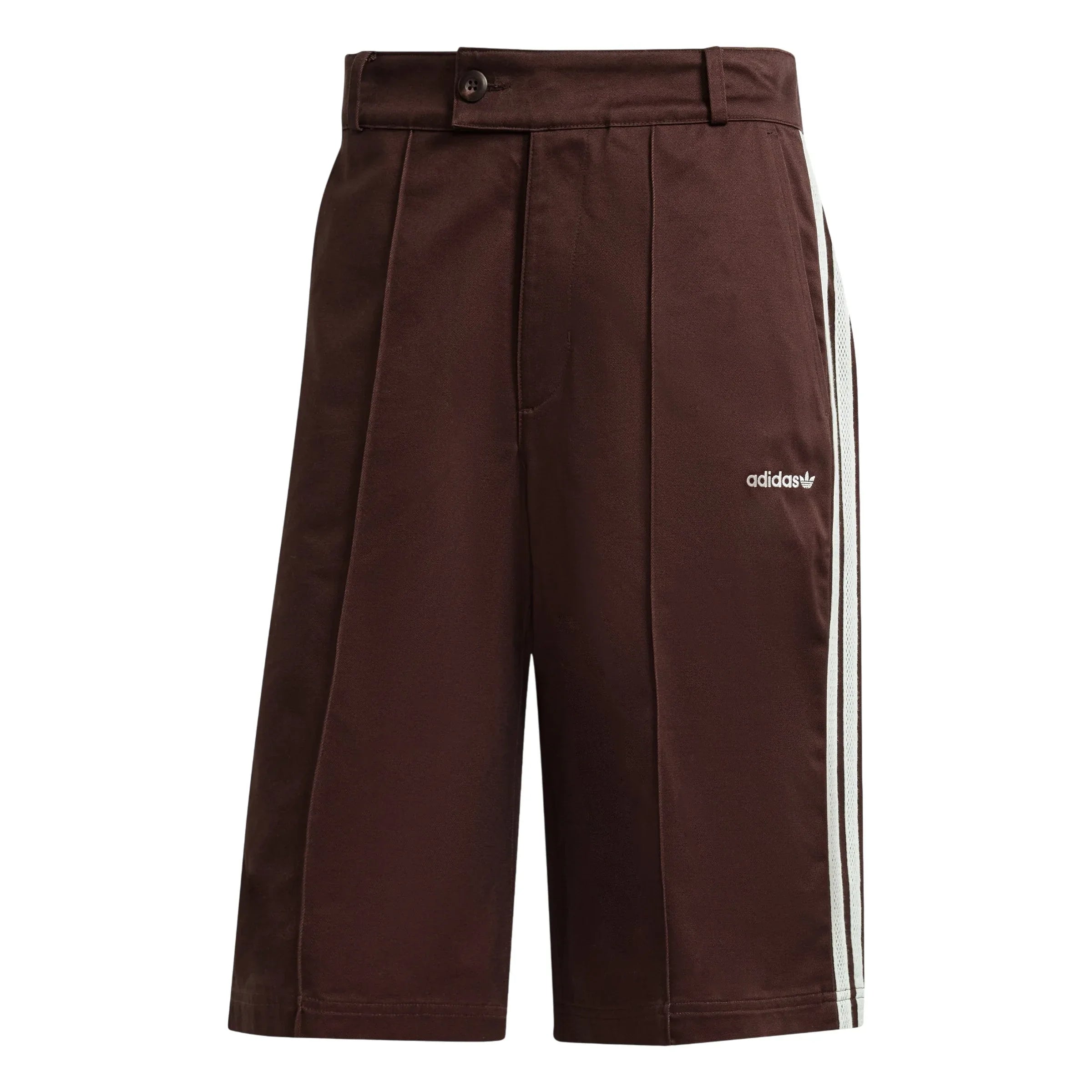 adidas Originals 80s Loose Buttoned 3-Stripes 11-Inch Bermuda Shorts - Shadow Brown - ViaductClothing