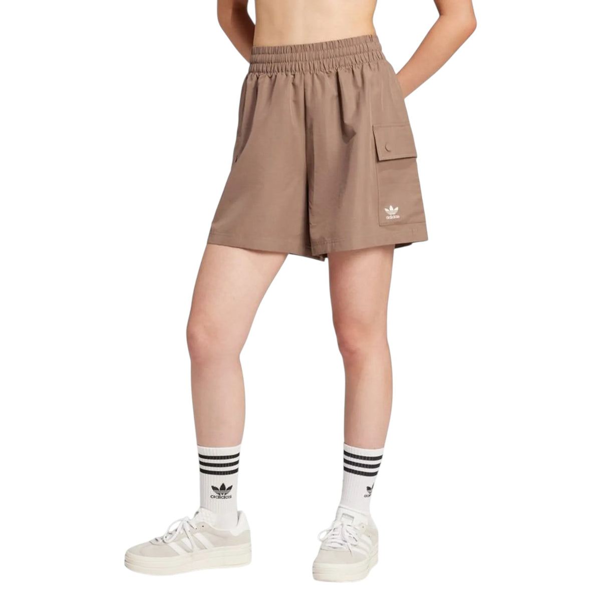 adidas Originals Women's Essentials High-Waisted Cargo Shorts - Brown