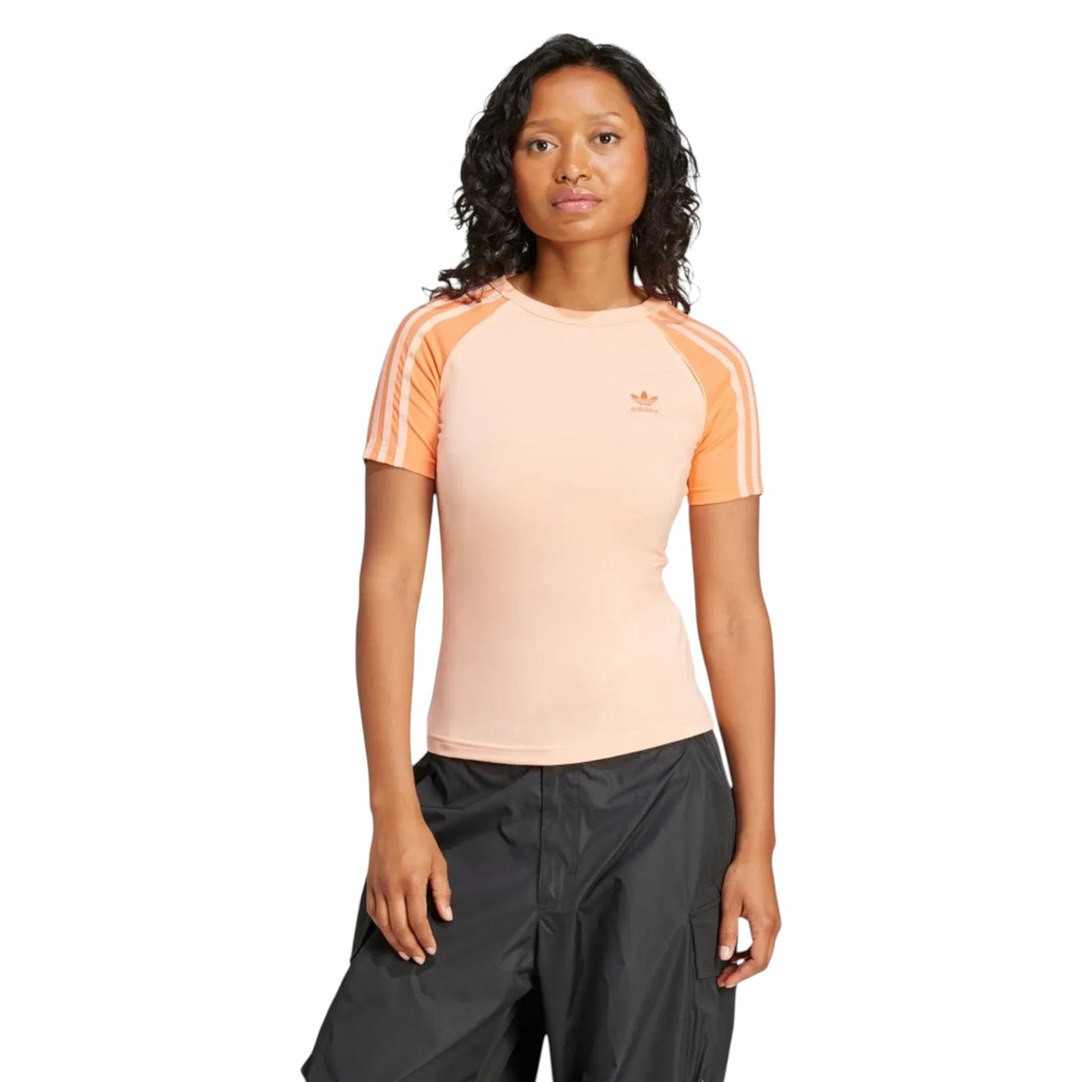 adidas Originals Women's Adicolor 3-Stripes Raglan Slim Tee - Pink