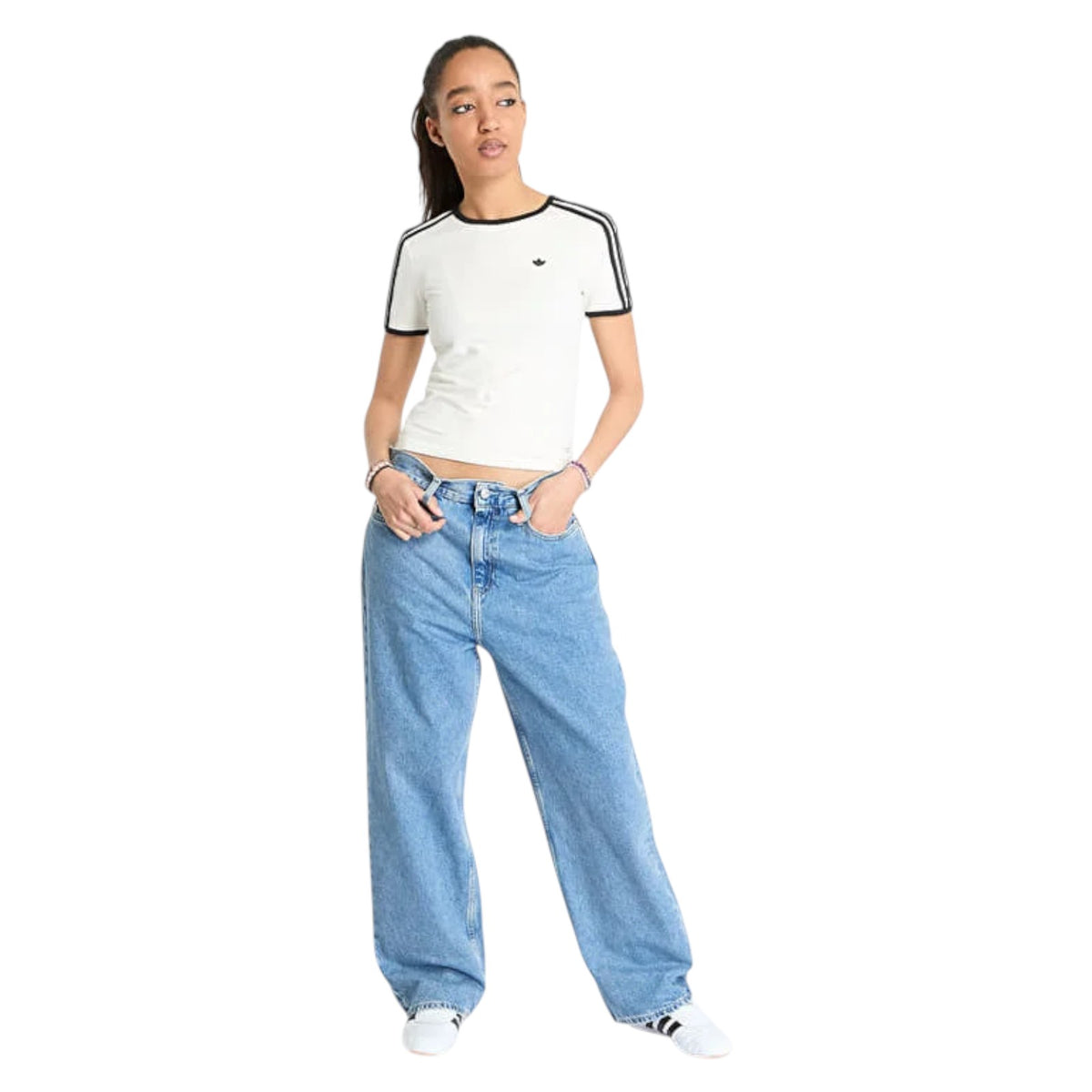 adidas Originals Women's Premium 3-Stripes Cali T-Shirt - White