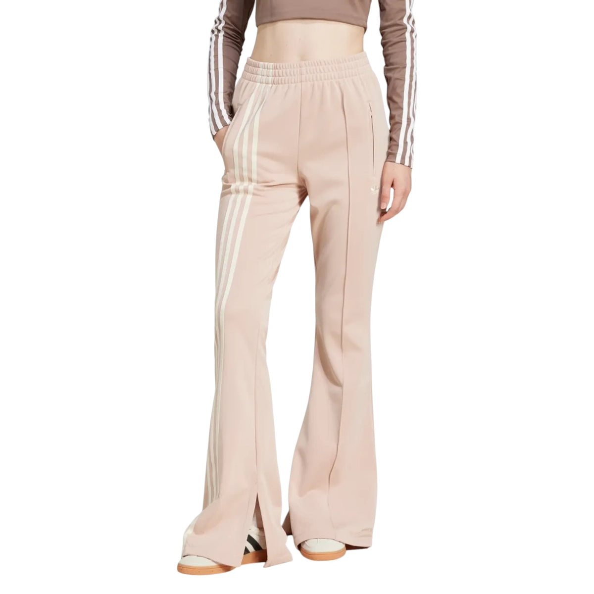 adidas Originals 3-Stripes Flared Firebird Track Pants - Beige