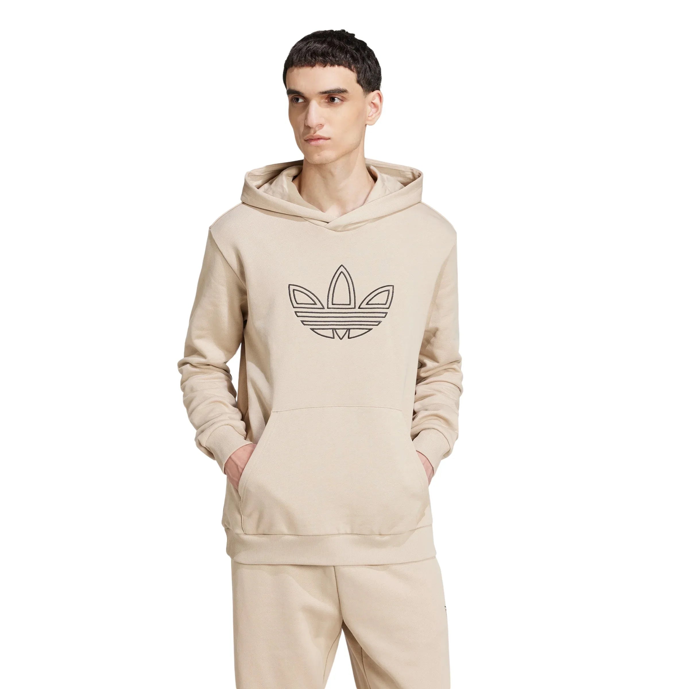 adidas Originals Outlined Trefoil Hoodie - Wonder Beige - ViaductClothing