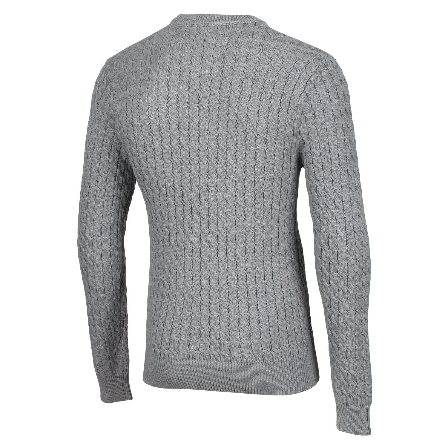 Luke 1977 Carter Johnson Knitted Cable Jumper - Mid Marl Grey - ViaductClothing - -
