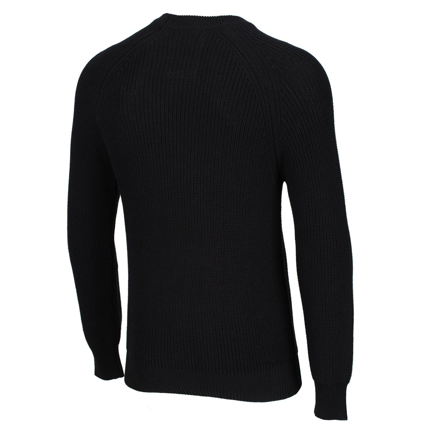 Luke 1977 Plated Crew Neck Ribbed Knitted Jumper - Solid Black - ViaductClothing - -