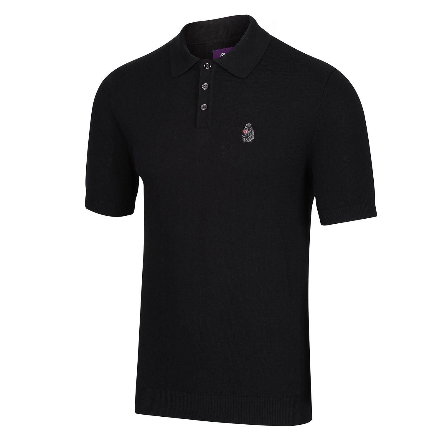 Luke 1977 Tungsten Knitted Polo Shirt - Jet Black - ViaductClothing - -