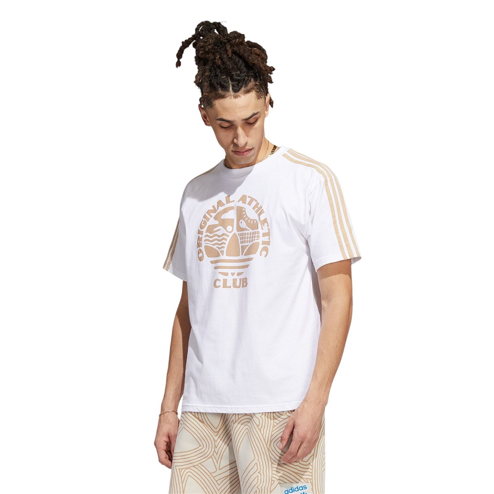 adidas Original Athletic Club 3-Stripes Tee - White / Magic Beige - ViaductClothing - -