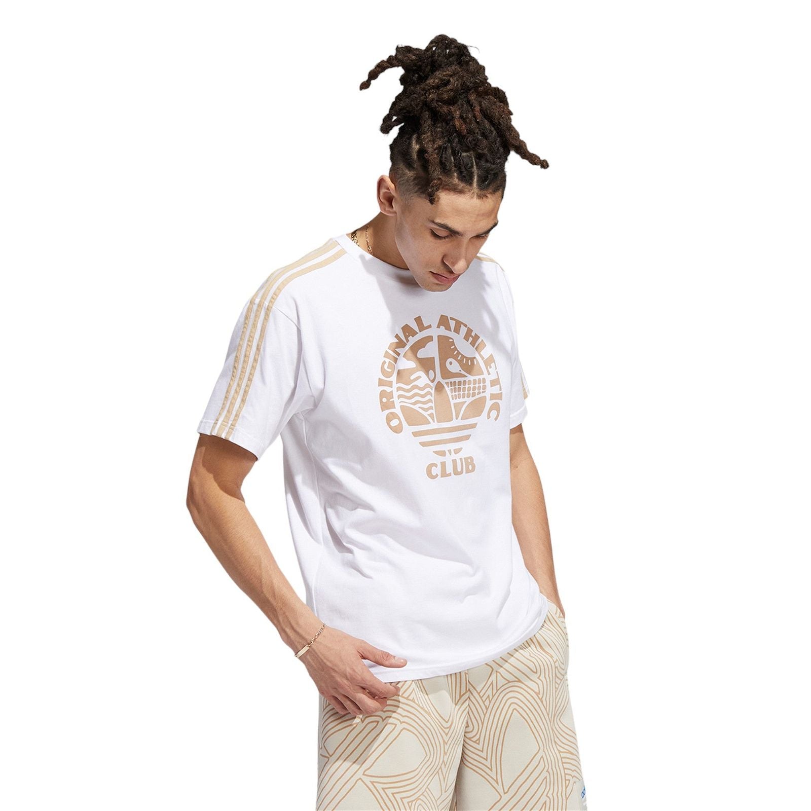 adidas Original Athletic Club 3-Stripes Tee - White / Magic Beige - ViaductClothing - -