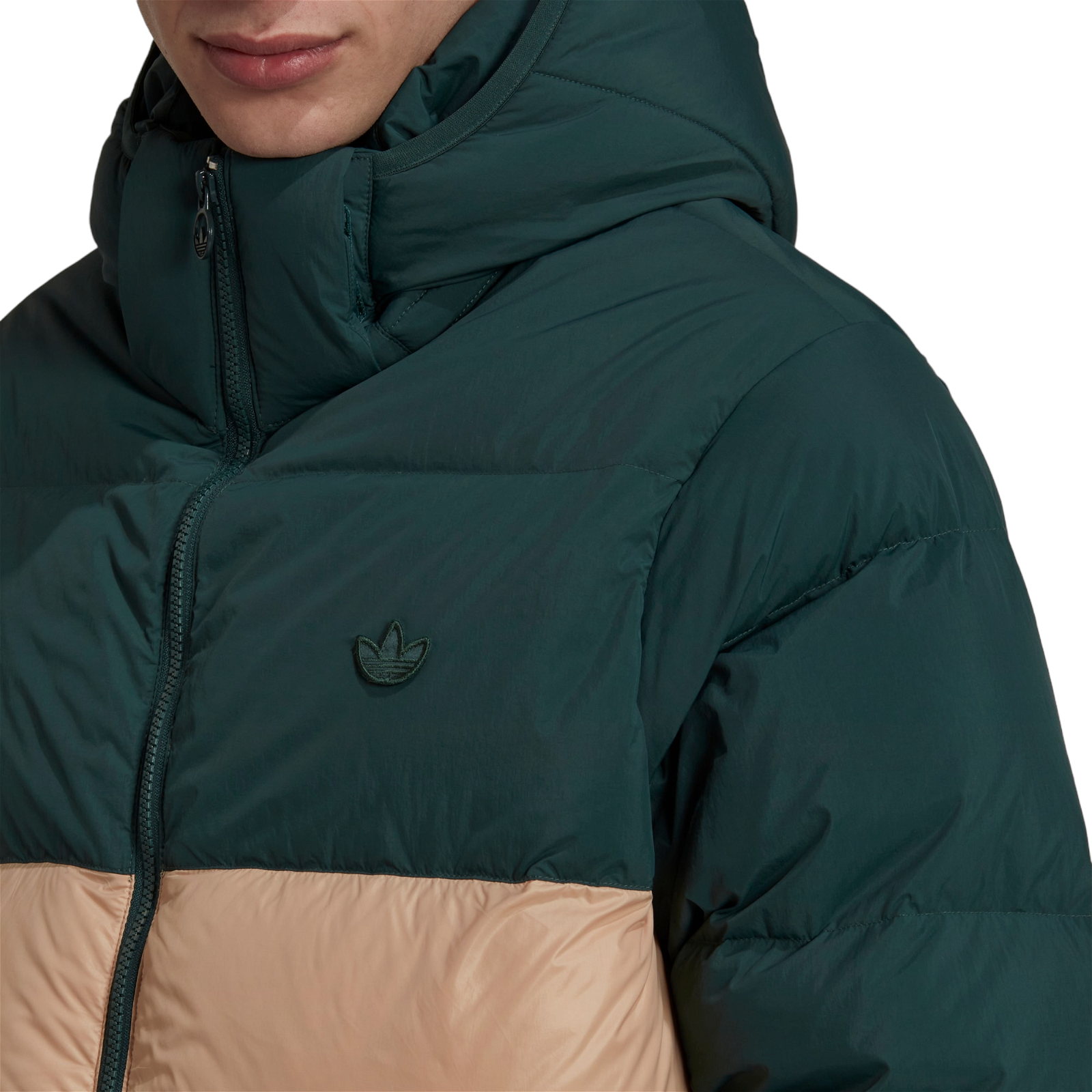 adidas Originals Down Regen Hooded Puffer Jacket - Mineral Green / Magic Beige - ViaductClothing - -