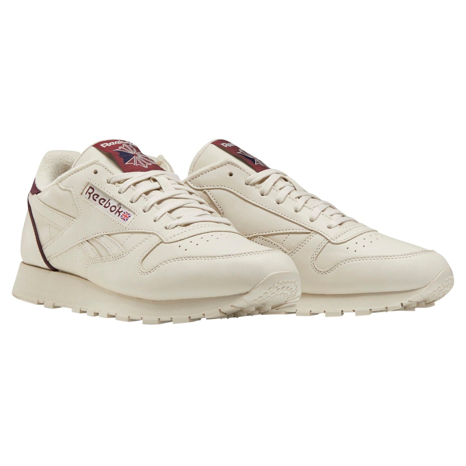 Reebok Unisex Classic Leather Shoes - Alabaster/Maroon - ViaductClothing - -