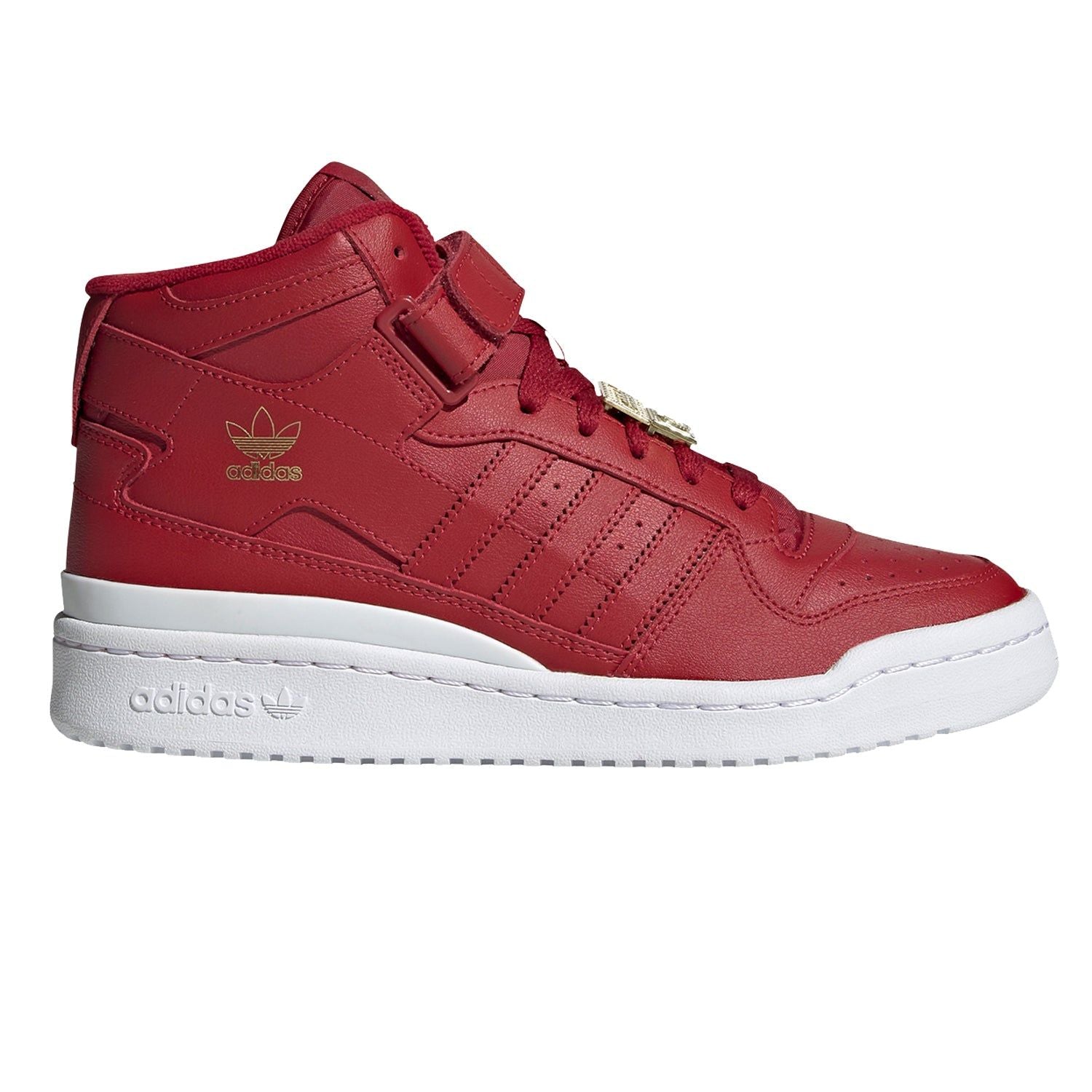 adidas Originals Womens Forum Mid Shoes - Vivid Red / Cloud White / Matte Gold - ViaductClothing - -