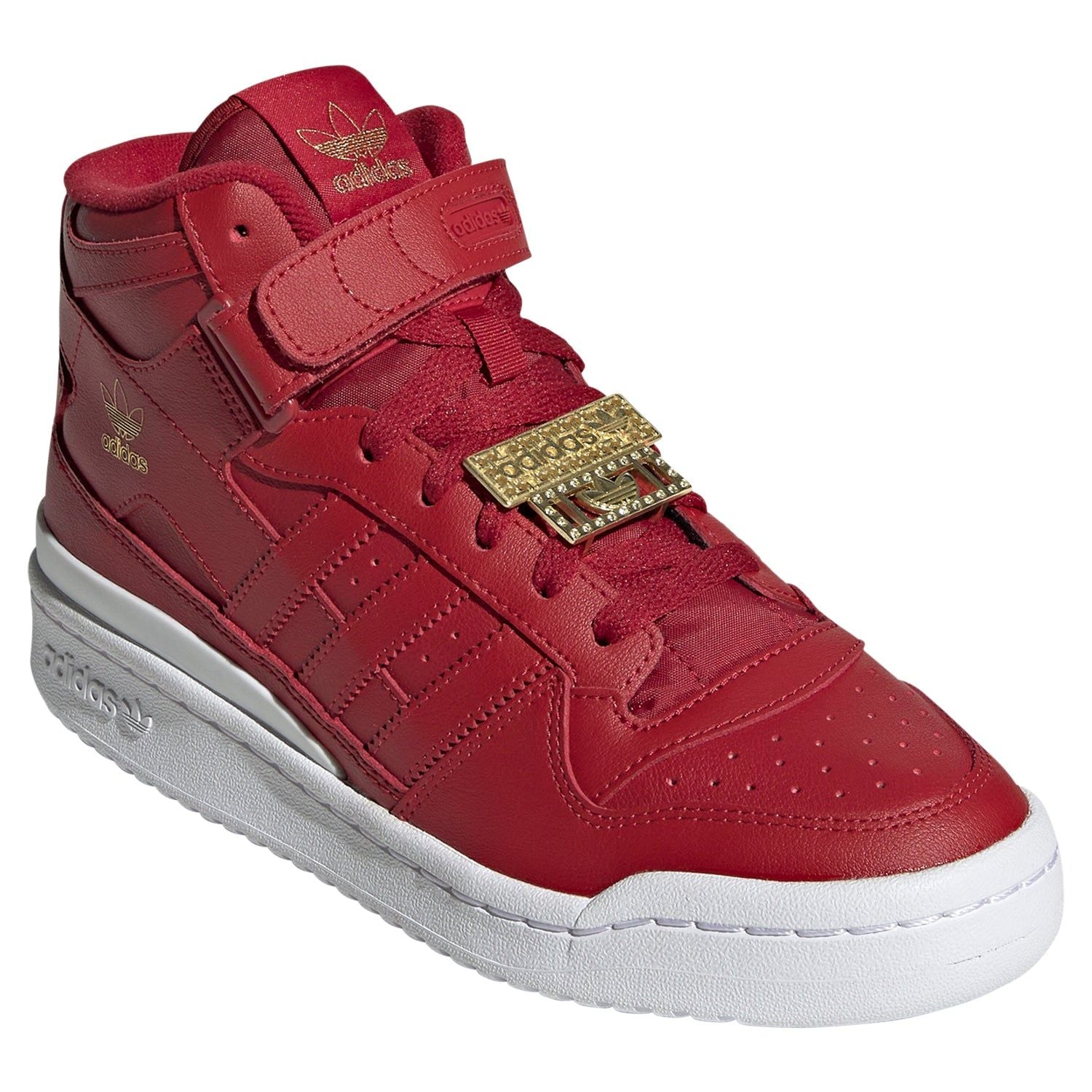 adidas Originals Womens Forum Mid Shoes - Vivid Red / Cloud White / Matte Gold - ViaductClothing - -