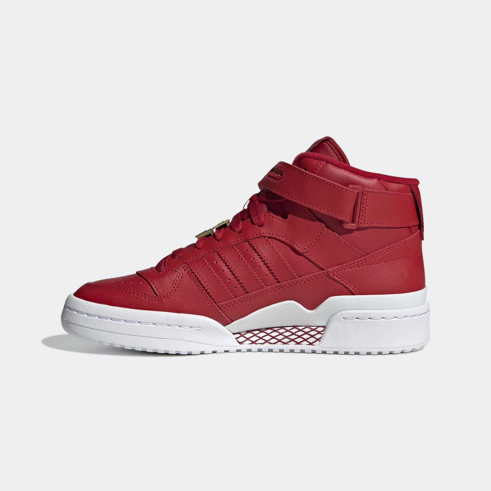 adidas Originals Womens Forum Mid Shoes - Vivid Red / Cloud White / Matte Gold - ViaductClothing - -
