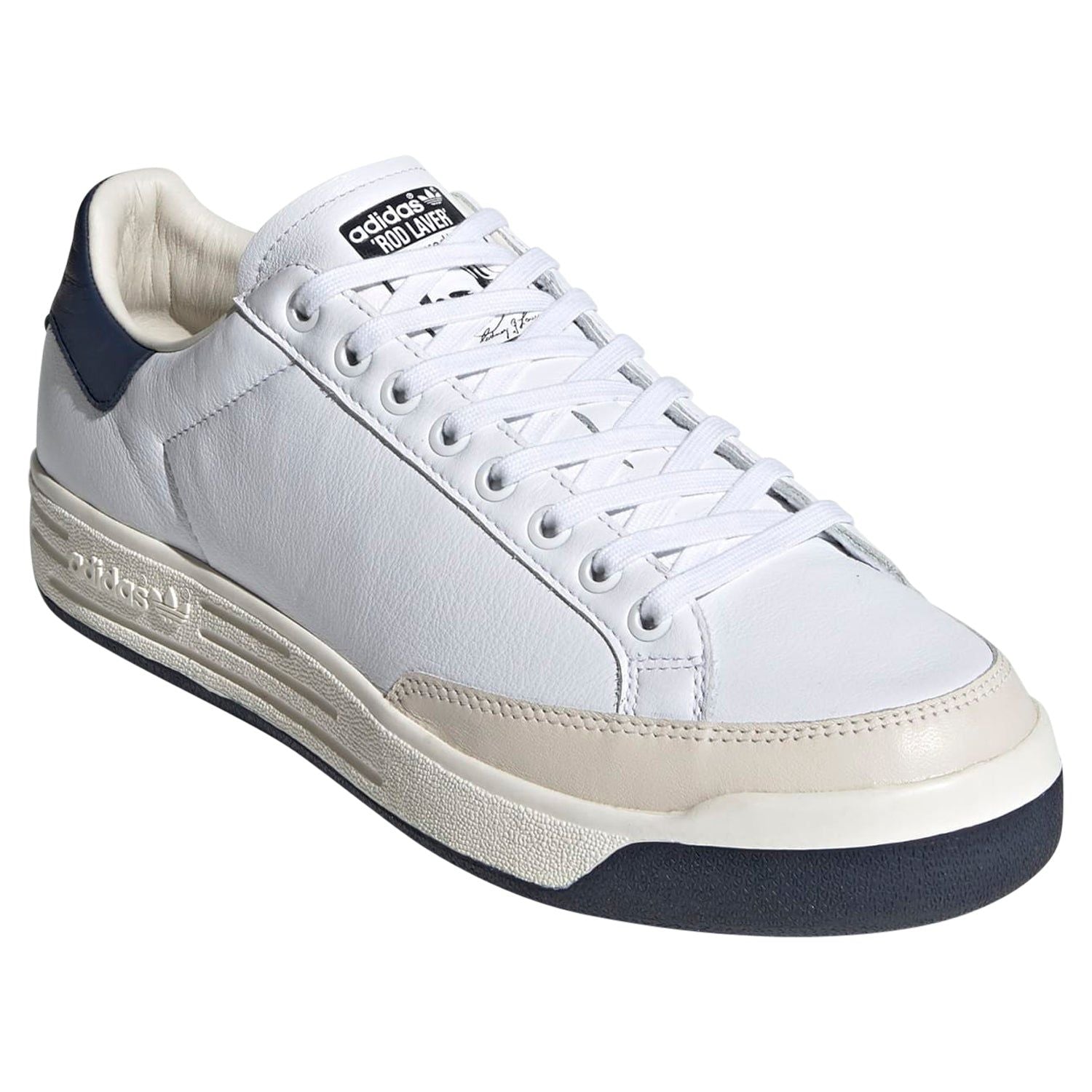 adidas Originals Unisex Rod Laver Shoes - White / Navy - ViaductClothing - -