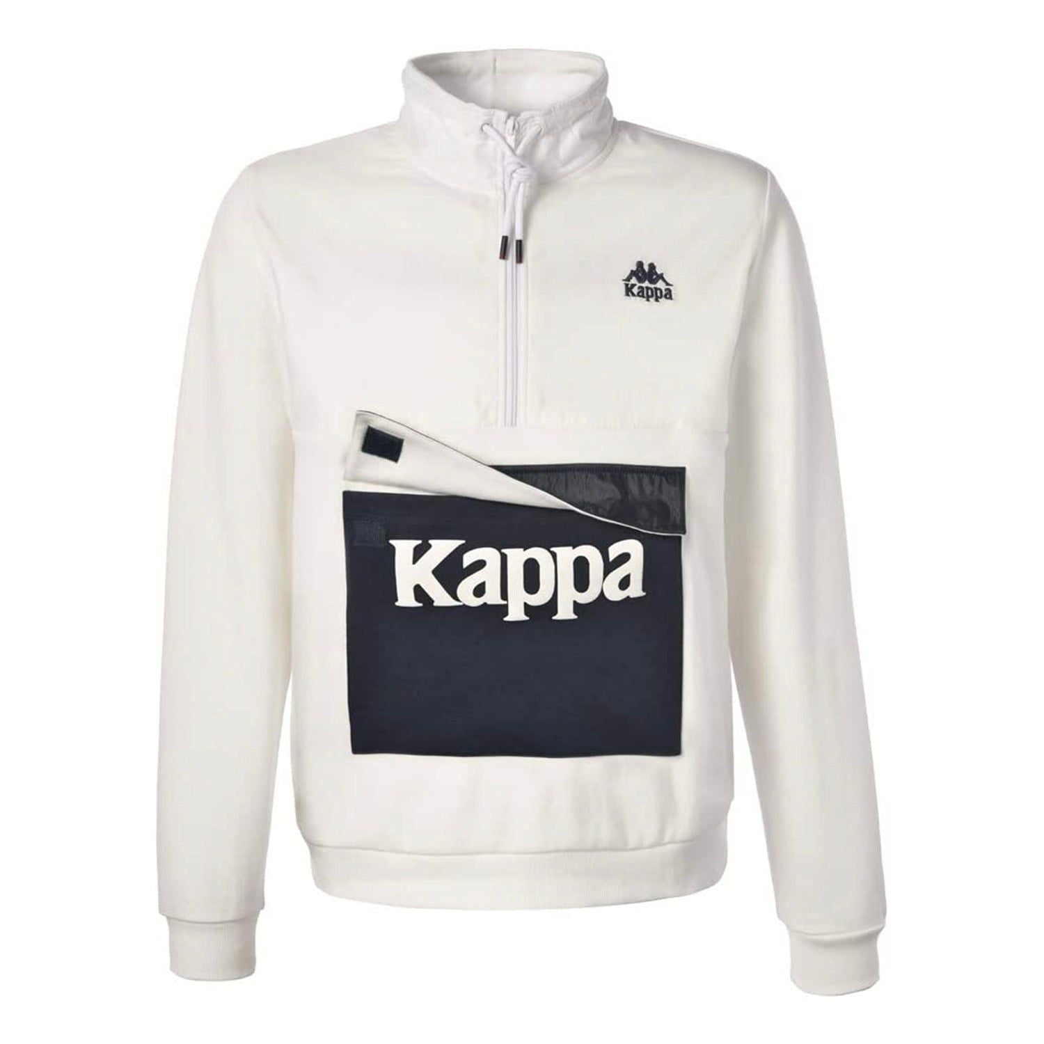 Kappa If Half Zip Fleece Sweatshirt - White / Navy - ViaductClothing -  -