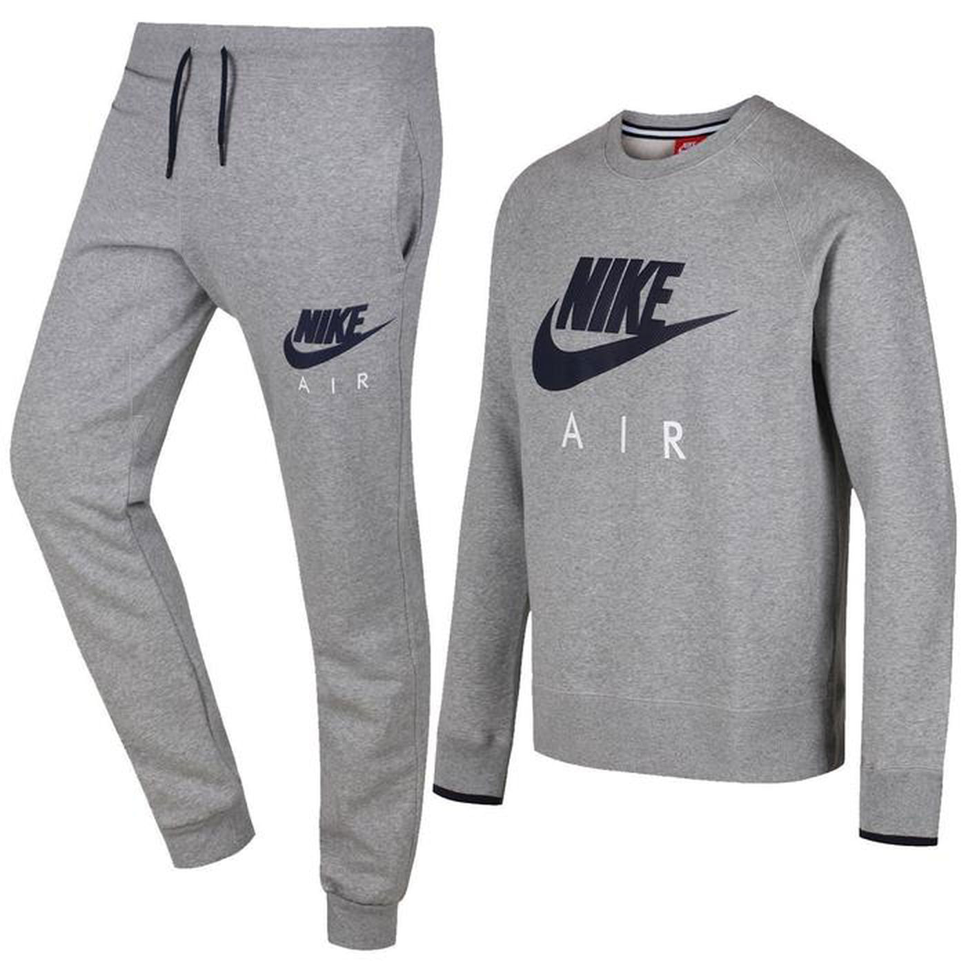Nike Air AW77 Heritage Fleece Tracksuit - Grey/Navy - ViaductClothing - -