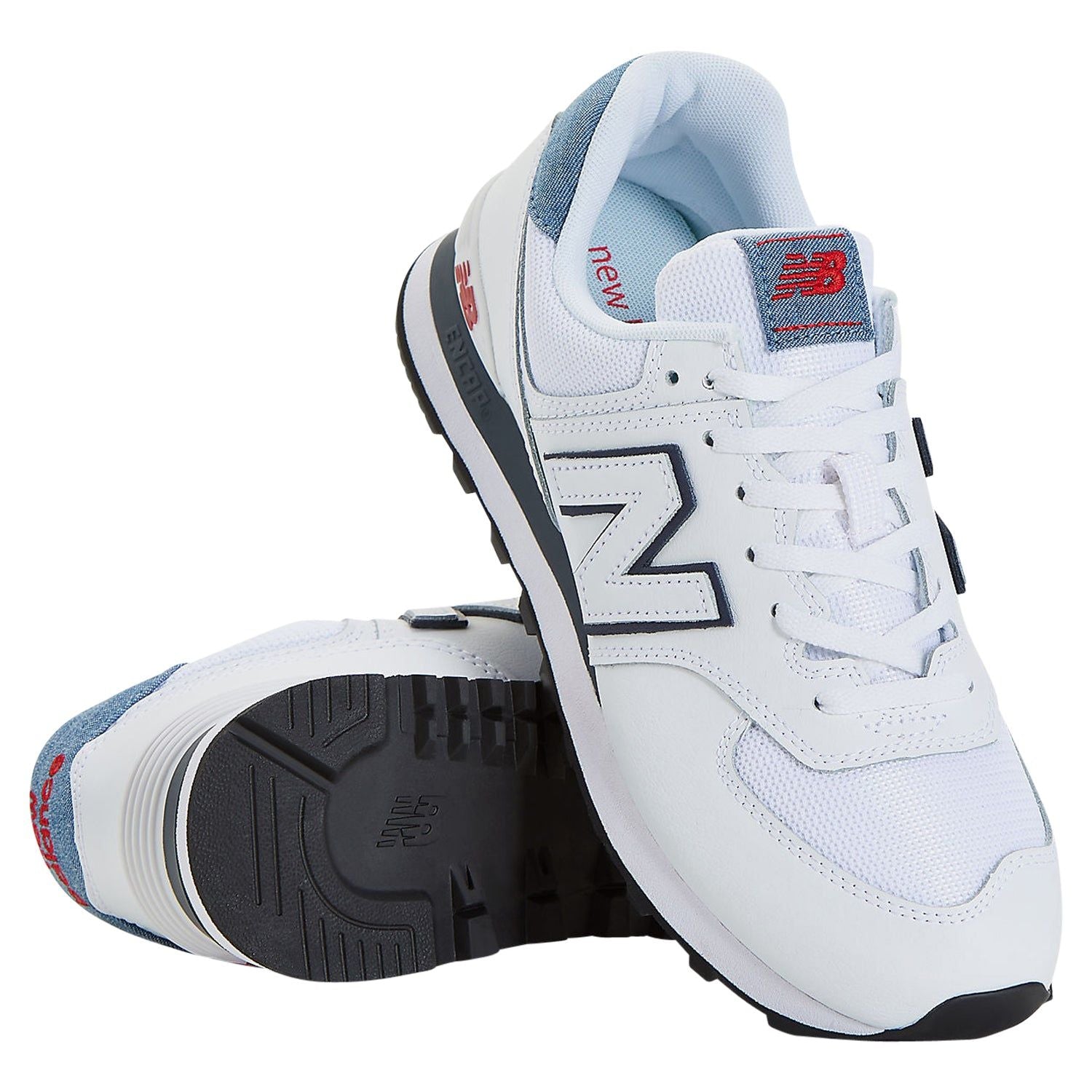New Balance 574 Lifestyle Denim Shoes - White - ViaductClothing - -