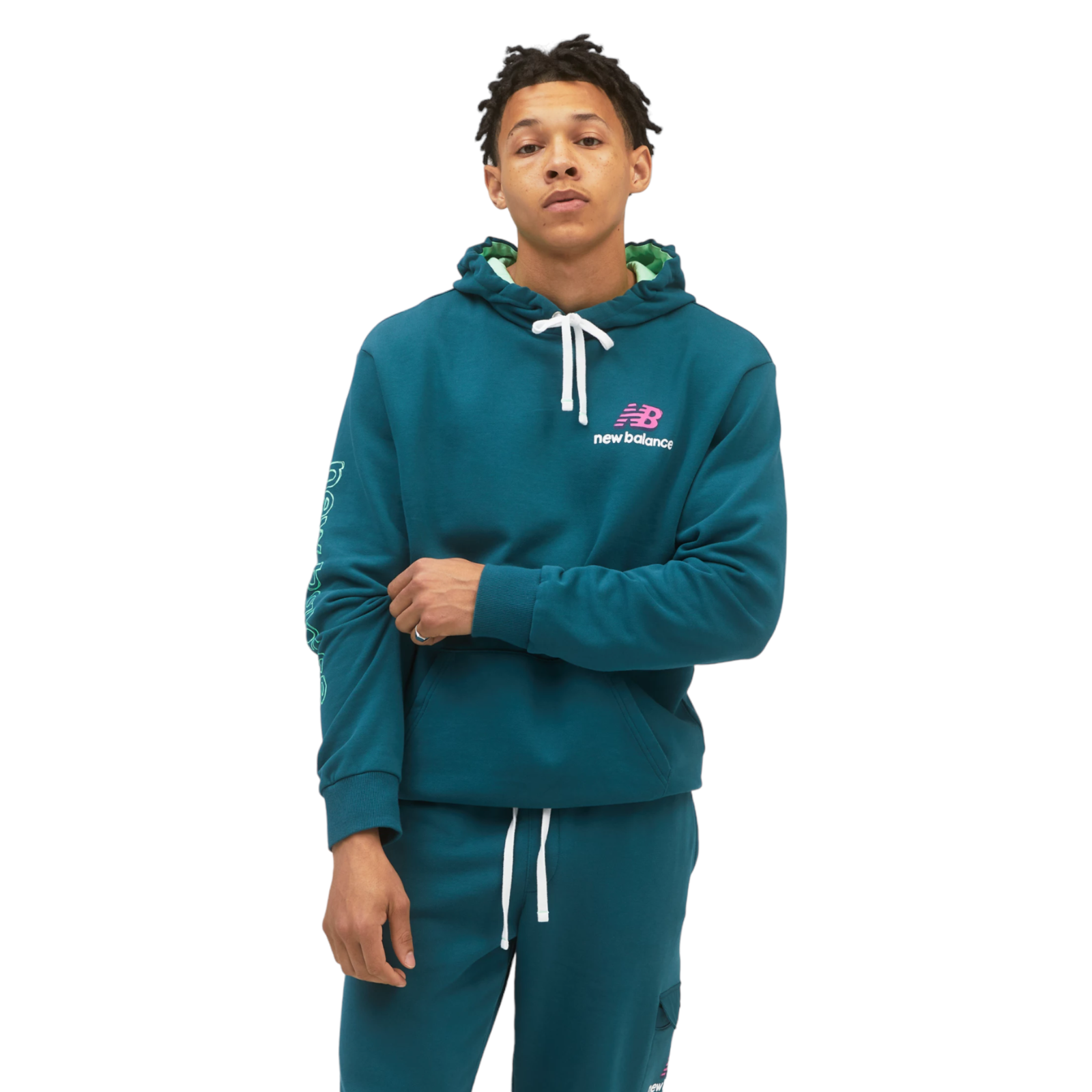 New Balance Athletics Clash Sweat Hoodie - Teal Green - ViaductClothing - -