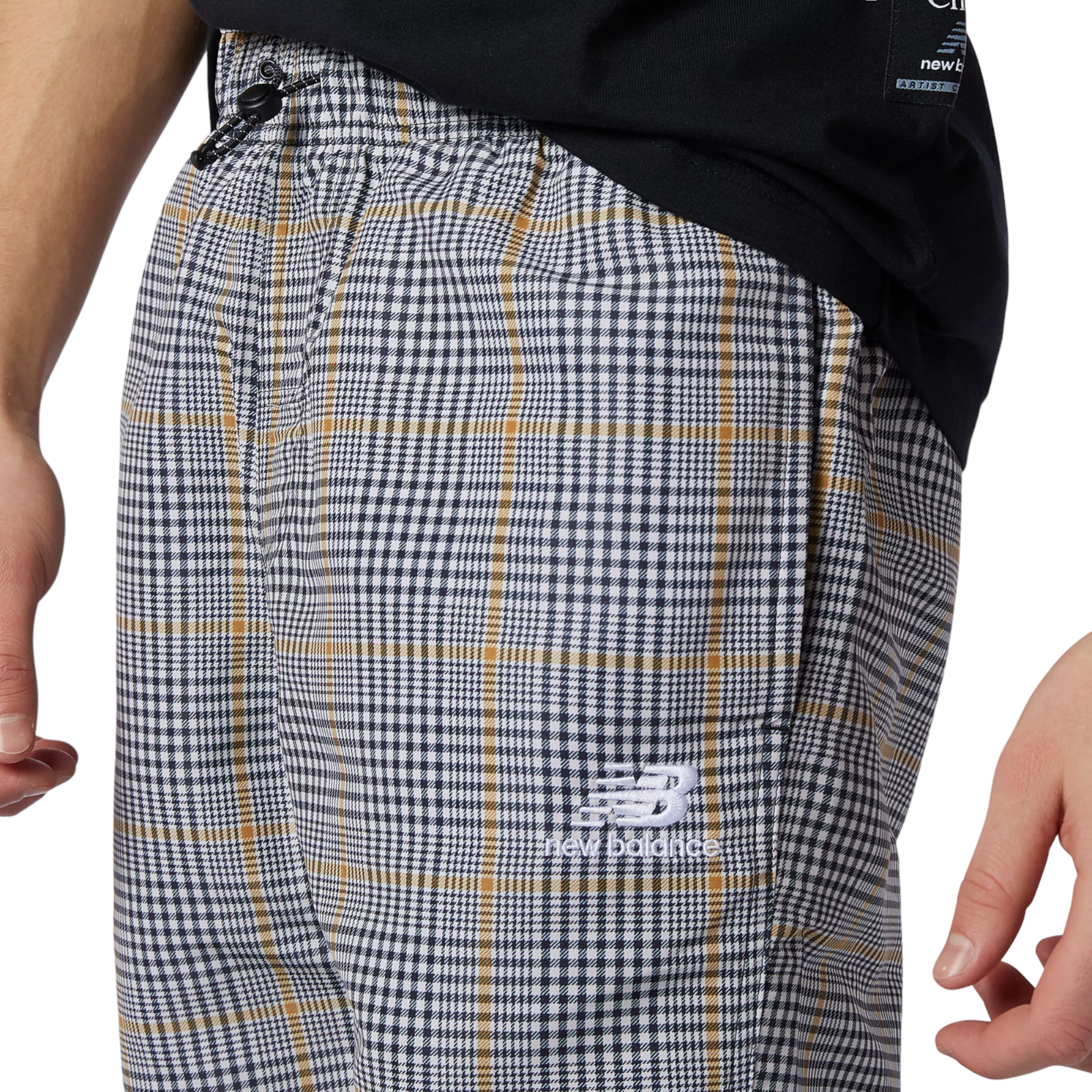 New Balance Athletics Higher Learning Plaid Print Wind Pant AOP Pants - Grey - ViaductClothing - -