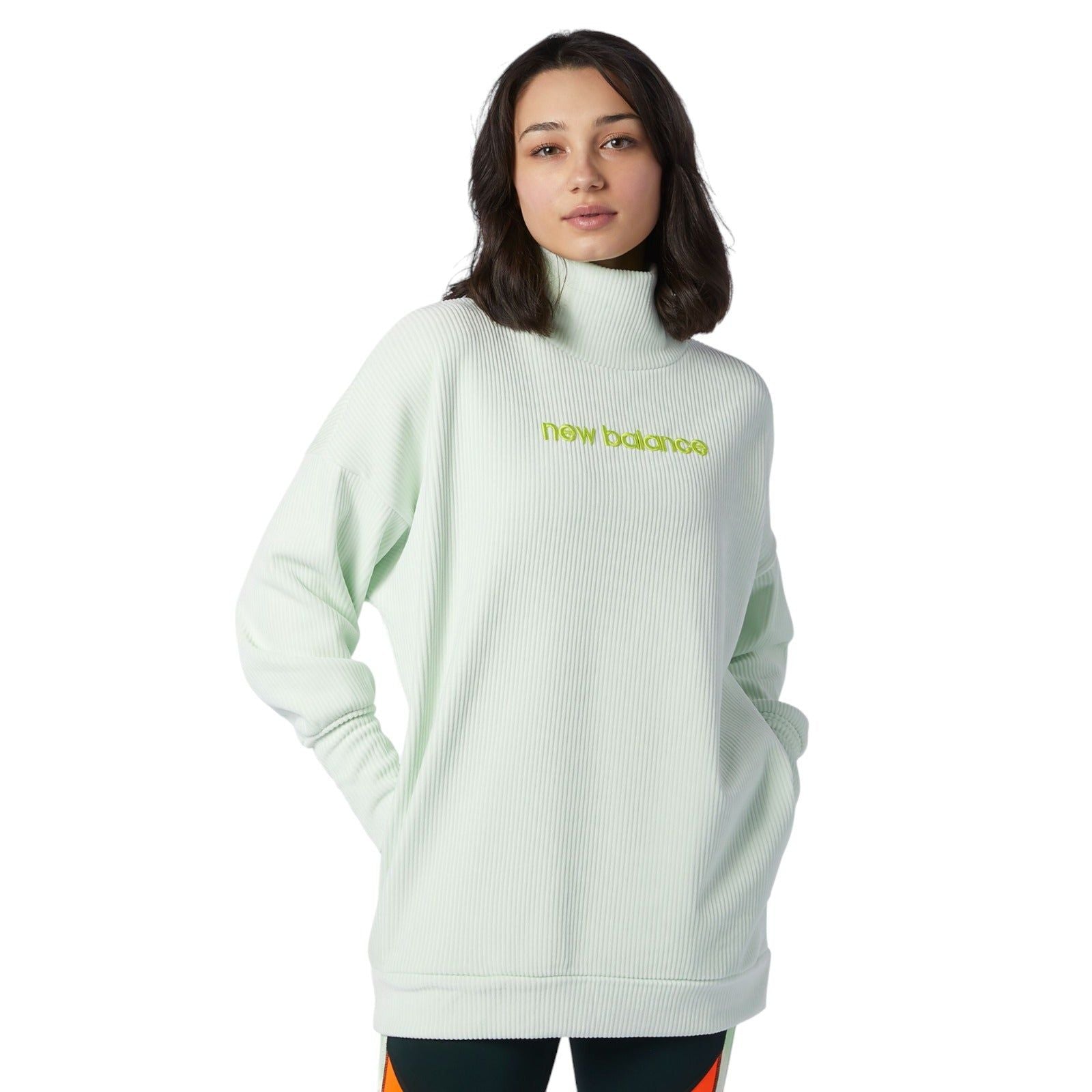 New Balance High Collar Solid Color Long Sleeves Pullover Jumper Sweatshirt - Green - ViaductClothing - -