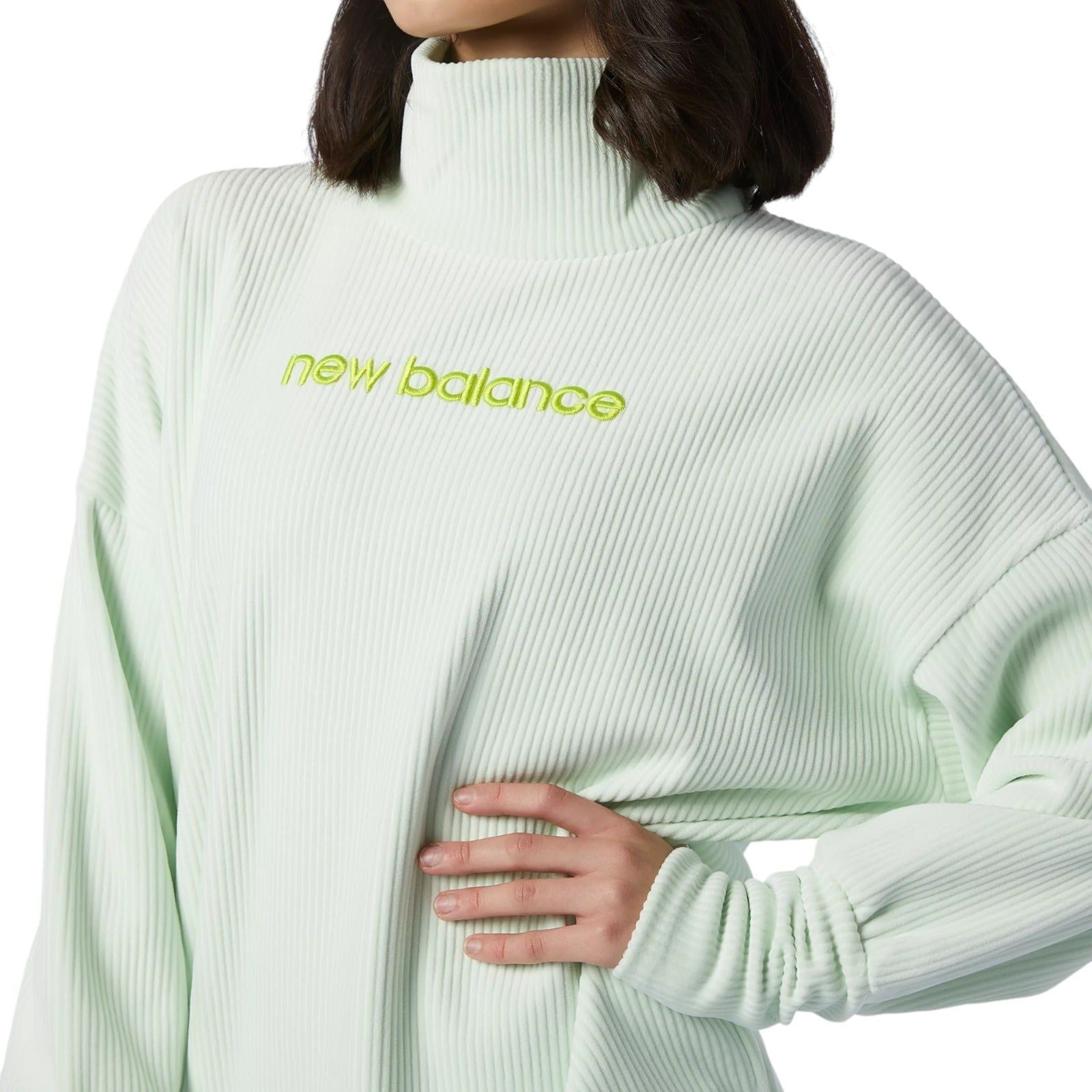 New Balance High Collar Solid Color Long Sleeves Pullover Jumper Sweatshirt - Green - ViaductClothing - -