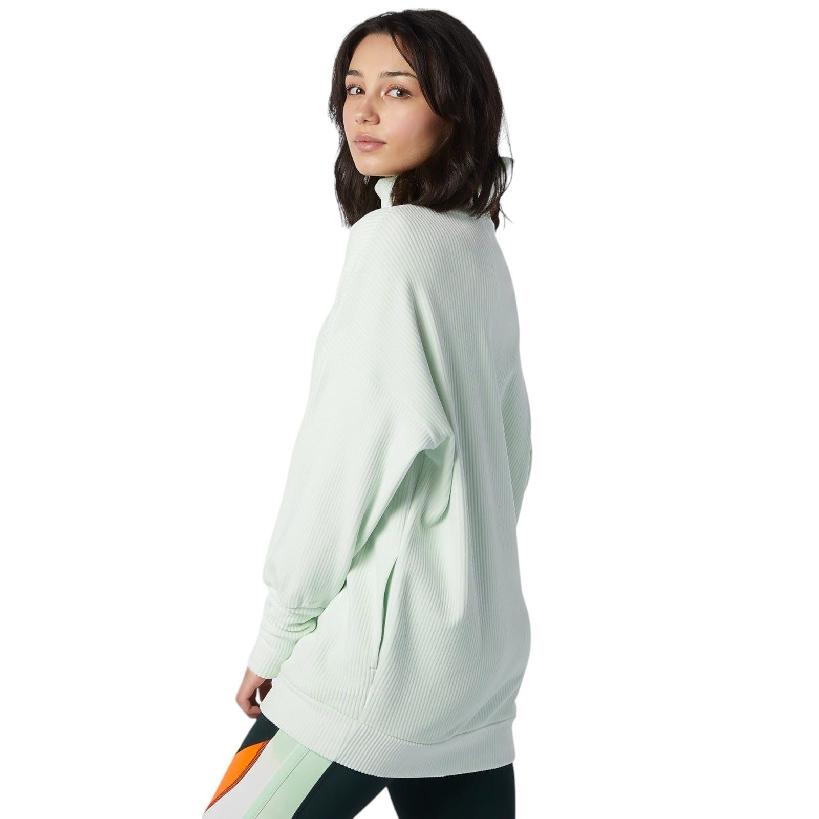 New Balance High Collar Solid Color Long Sleeves Pullover Jumper Sweatshirt - Green - ViaductClothing - -