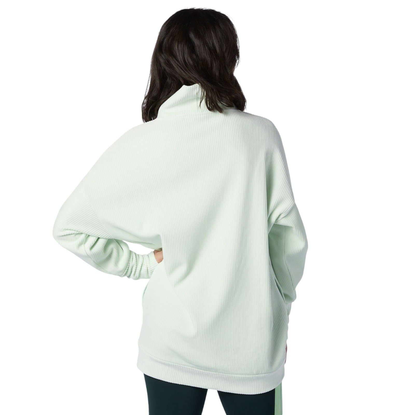 New Balance High Collar Solid Color Long Sleeves Pullover Jumper Sweatshirt - Green - ViaductClothing - -