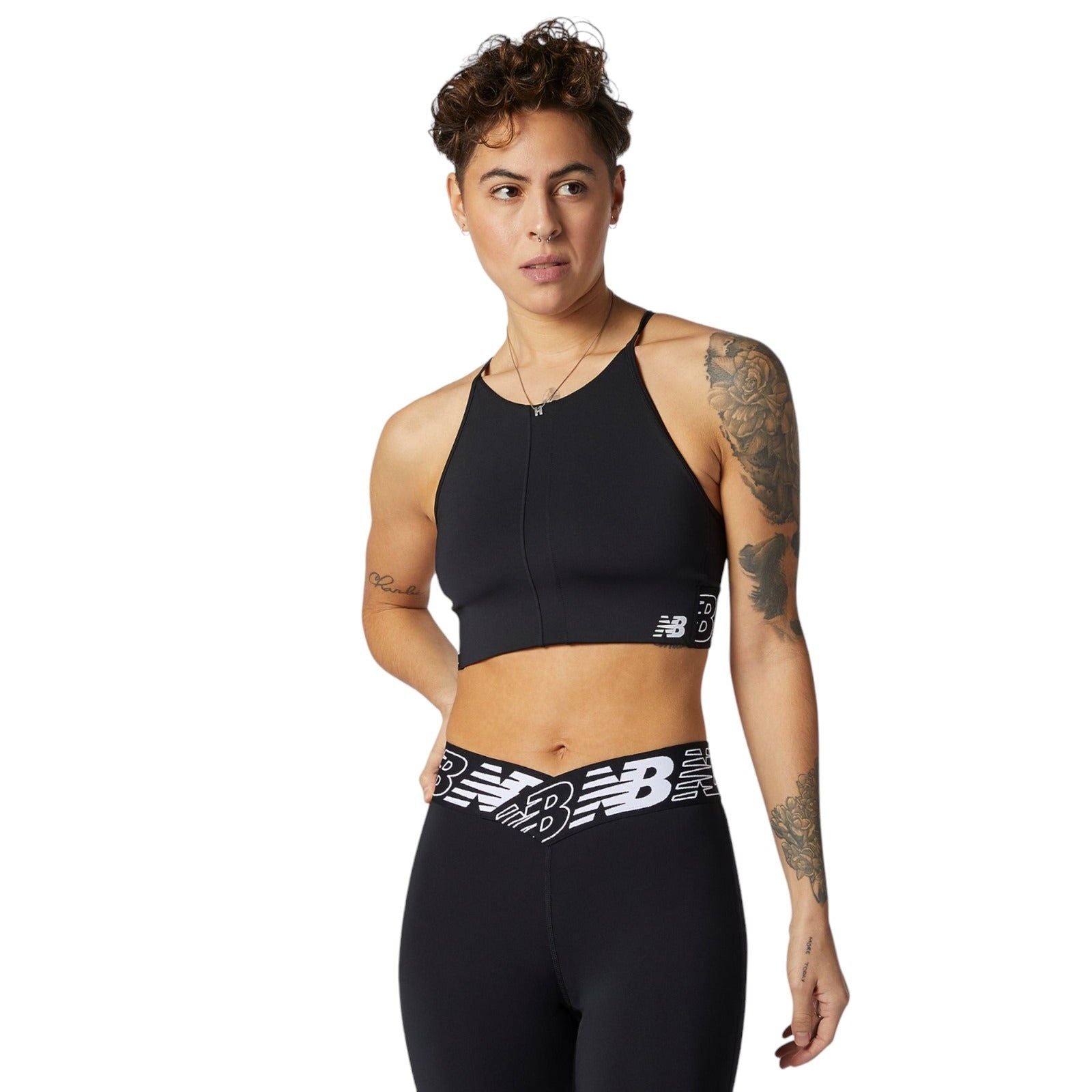 New Balance Womens Relentless Crop Top Sports Bra - Black - ViaductClothing - -