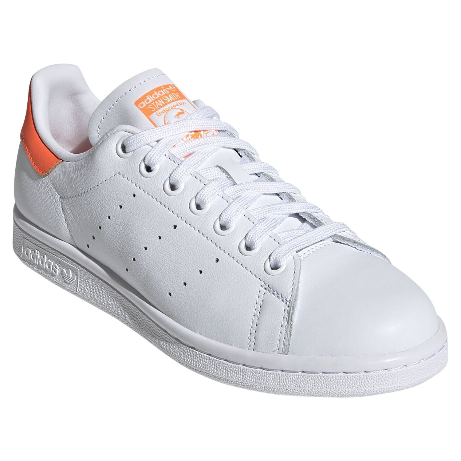 adidas Originals Women's Stan Smith Shoe - White/Orange - ViaductClothing - -