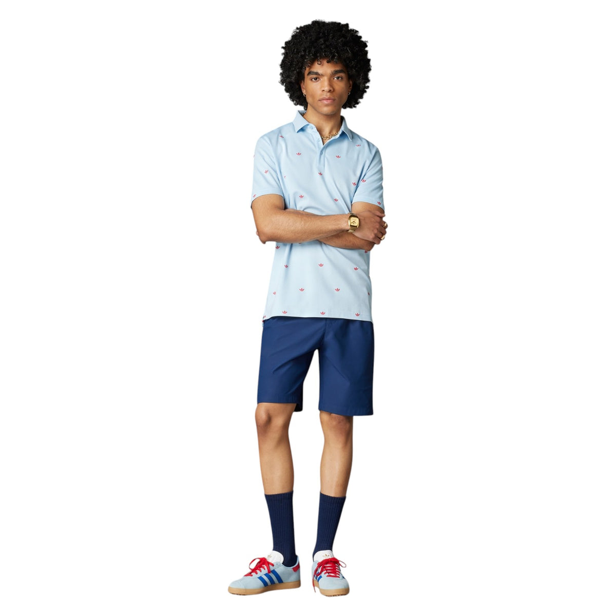 adidas Originals Printed Trefoil Polo Shirt - Blue