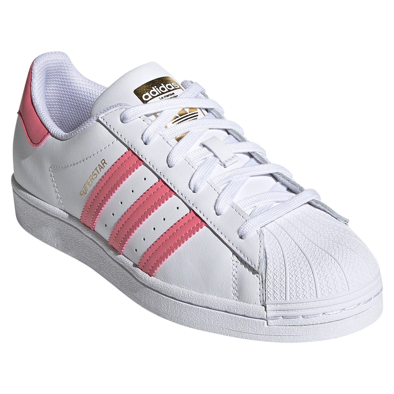 adidas Originals Womens Superstar Trainer - White/Pink - ViaductClothing - -