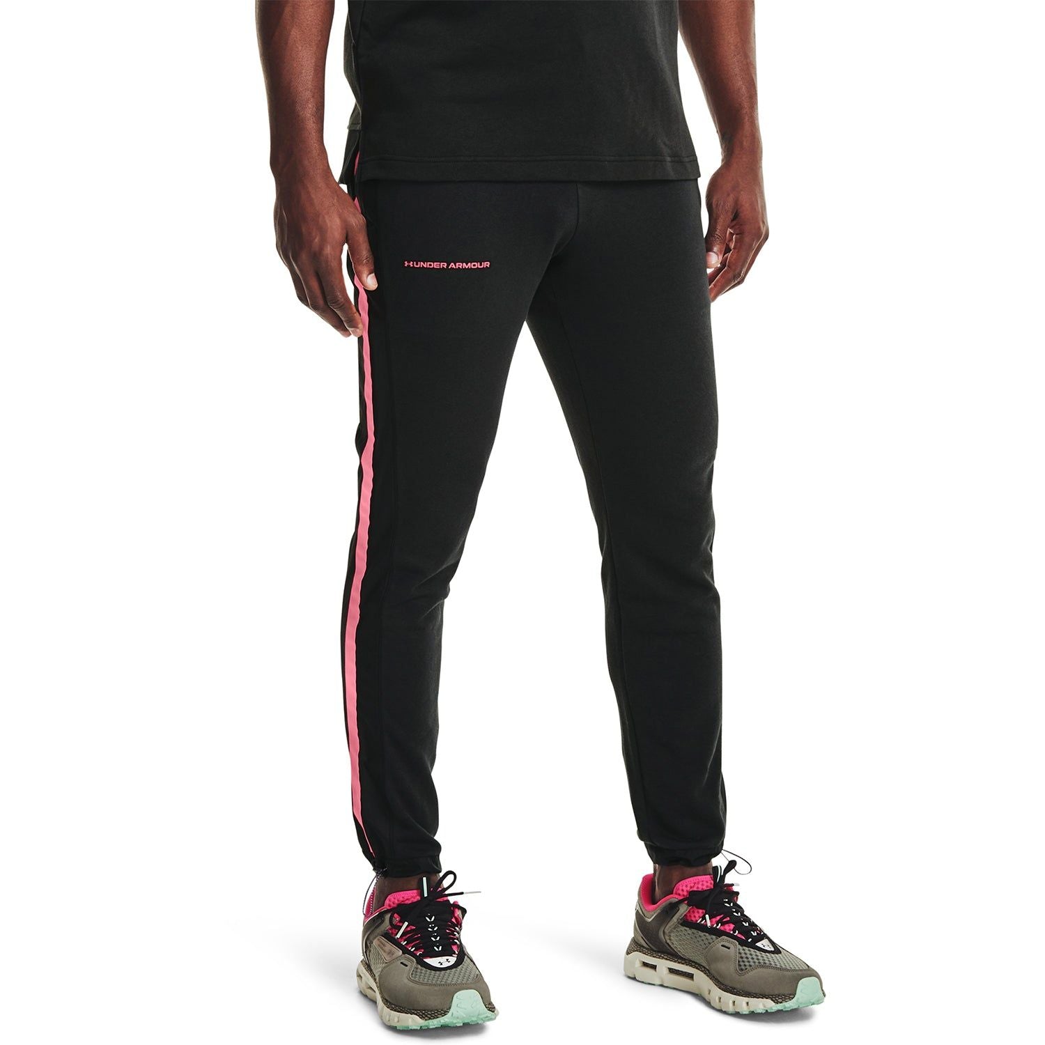 Under Armour UA Rival Terry AMP Joggers Pants - Black/Pink - ViaductClothing - -
