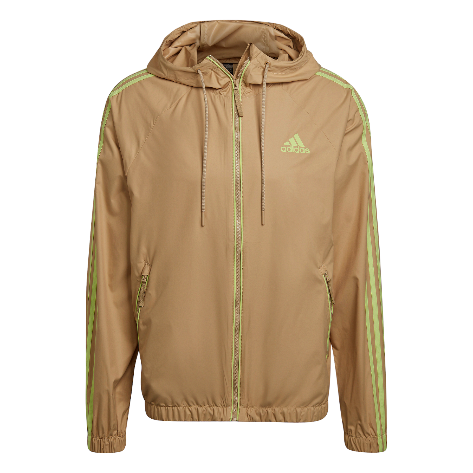 adidas BSC 3-Stripes Wind Jacket - Beige Tone / Pulse Lime - ViaductClothing - -