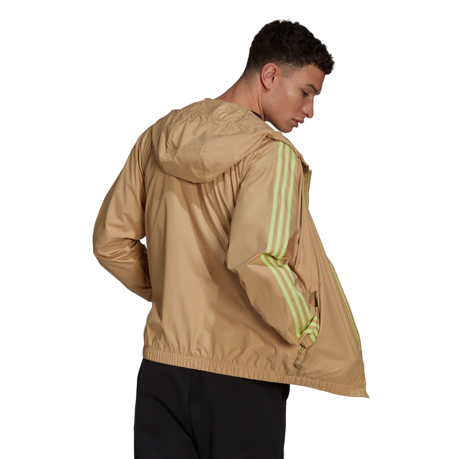 adidas BSC 3-Stripes Wind Jacket - Beige Tone / Pulse Lime - ViaductClothing - -